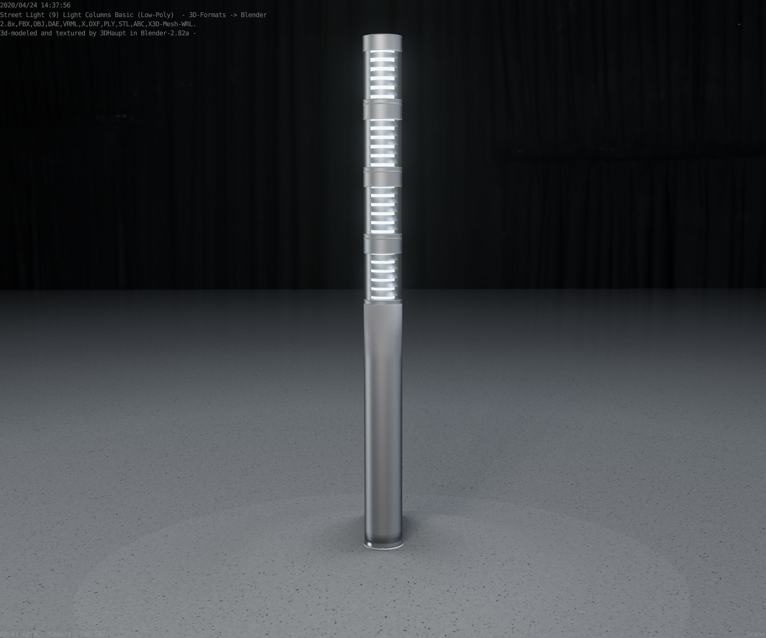 Low-Poly Basic Light Column 15 - Street Light Set-9 Low-poly 3D model_88