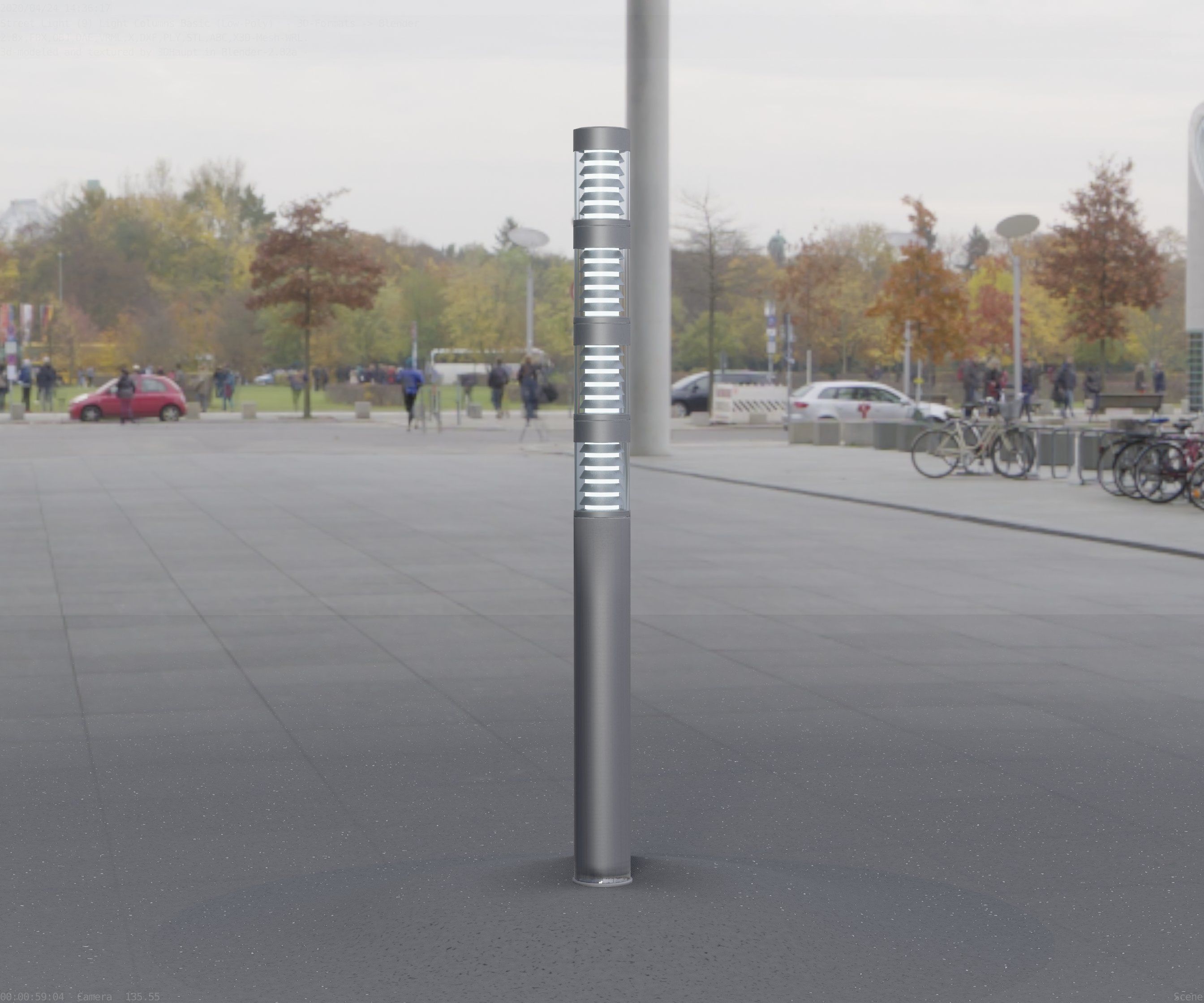 Low-Poly Basic Light Column 15 - Street Light Set-9 Low-poly 3D model_9