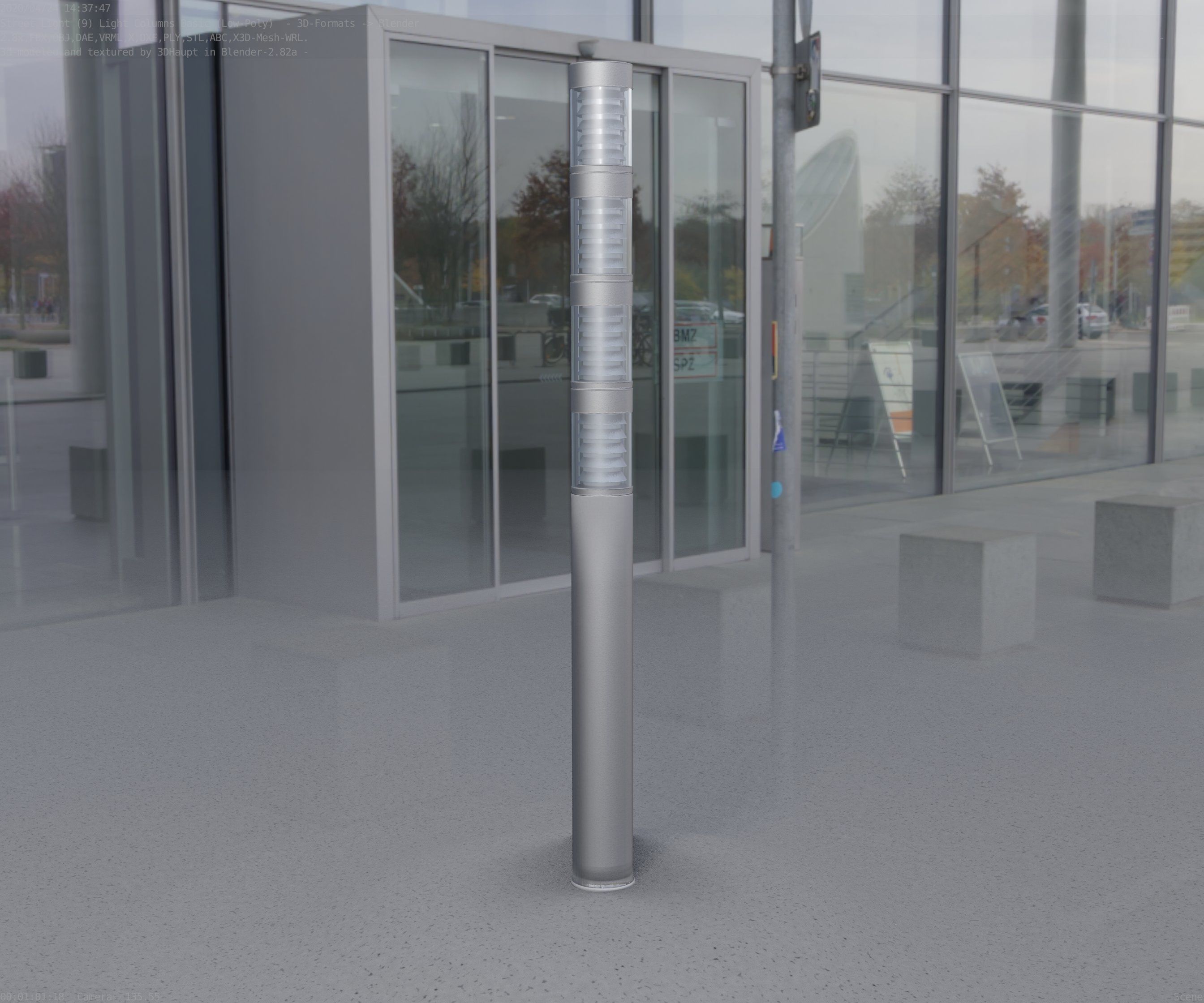 Low-Poly Basic Light Column 15 - Street Light Set-9 Low-poly 3D model_82