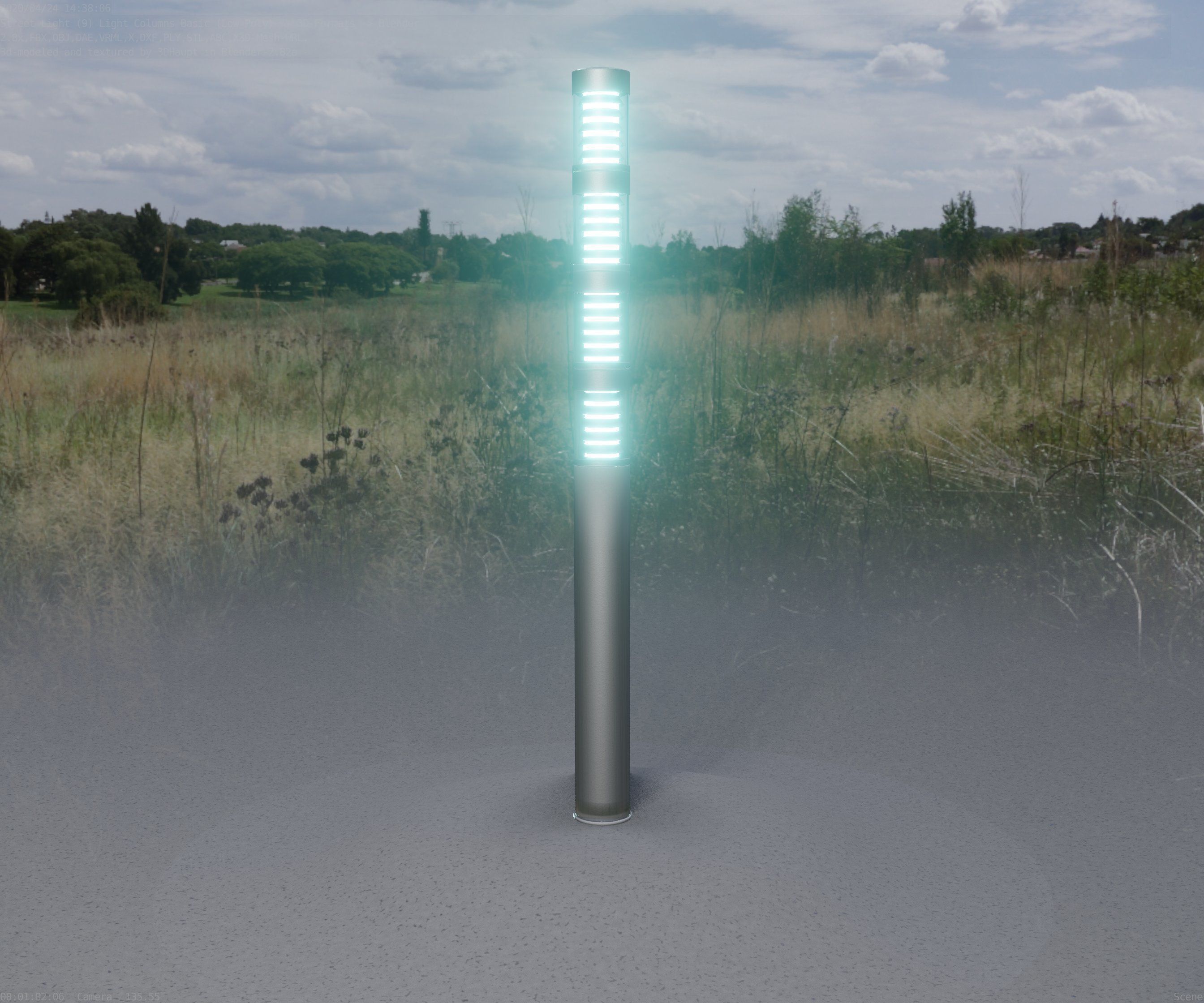 Low-Poly Basic Light Column 15 - Street Light Set-9 Low-poly 3D model_94