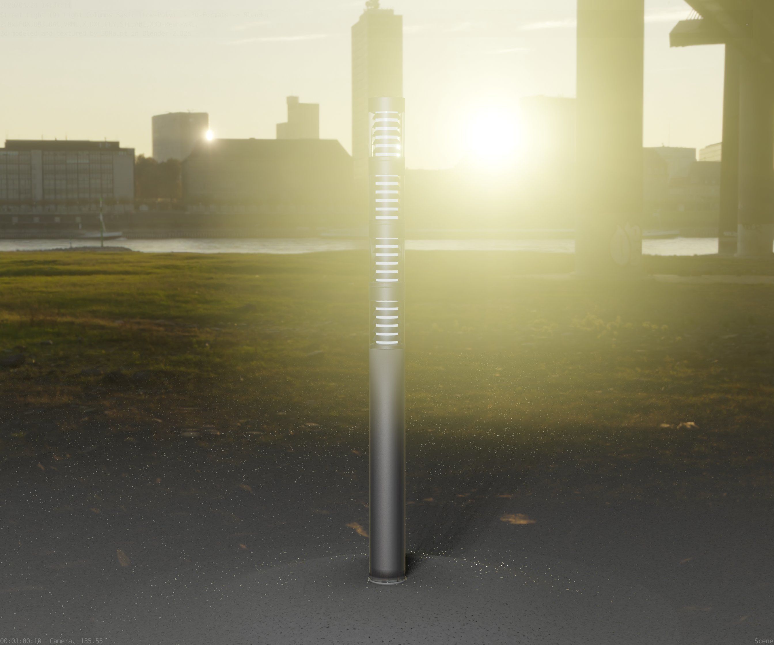 Low-Poly Basic Light Column 15 - Street Light Set-9 Low-poly 3D model_58