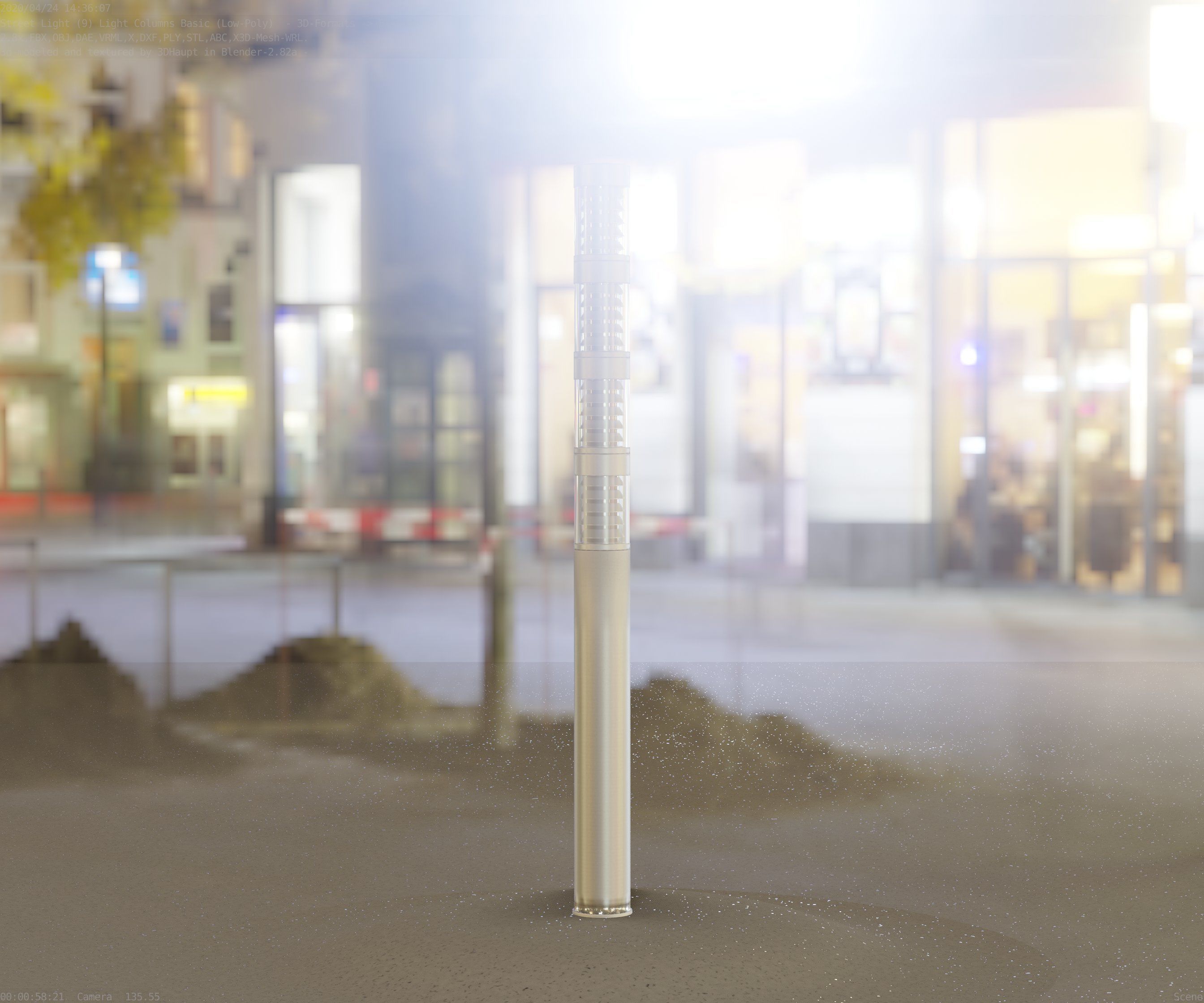 Low-Poly Basic Light Column 15 - Street Light Set-9 Low-poly 3D model_22