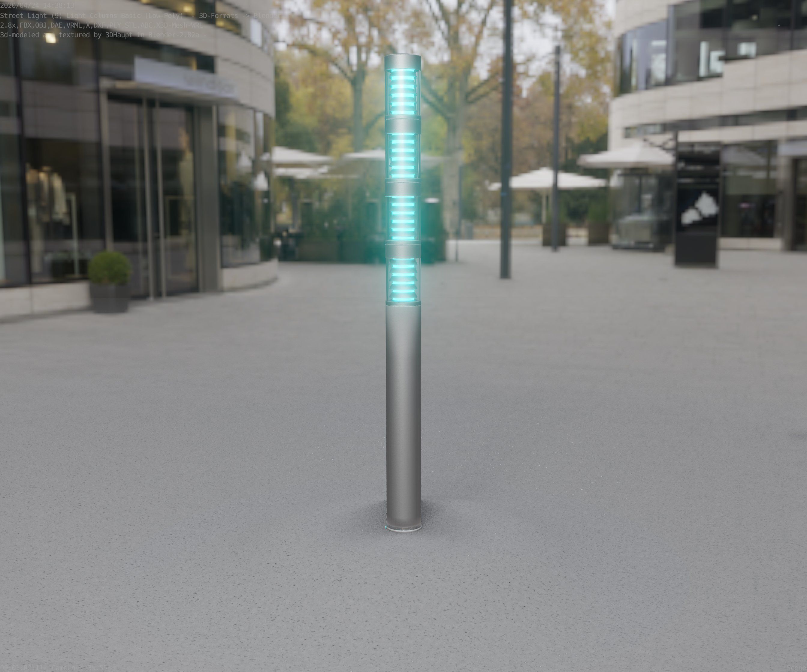Low-Poly Basic Light Column 15 - Street Light Set-9 Low-poly 3D model_99