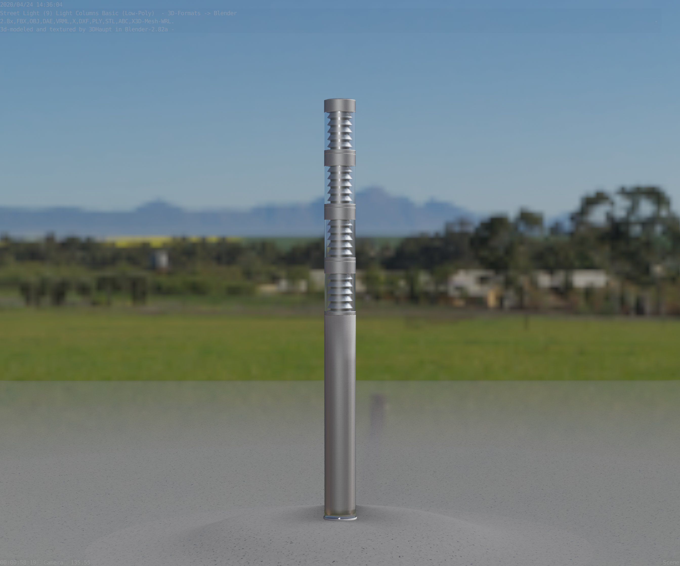 Low-Poly Basic Light Column 15 - Street Light Set-9 Low-poly 3D model_20