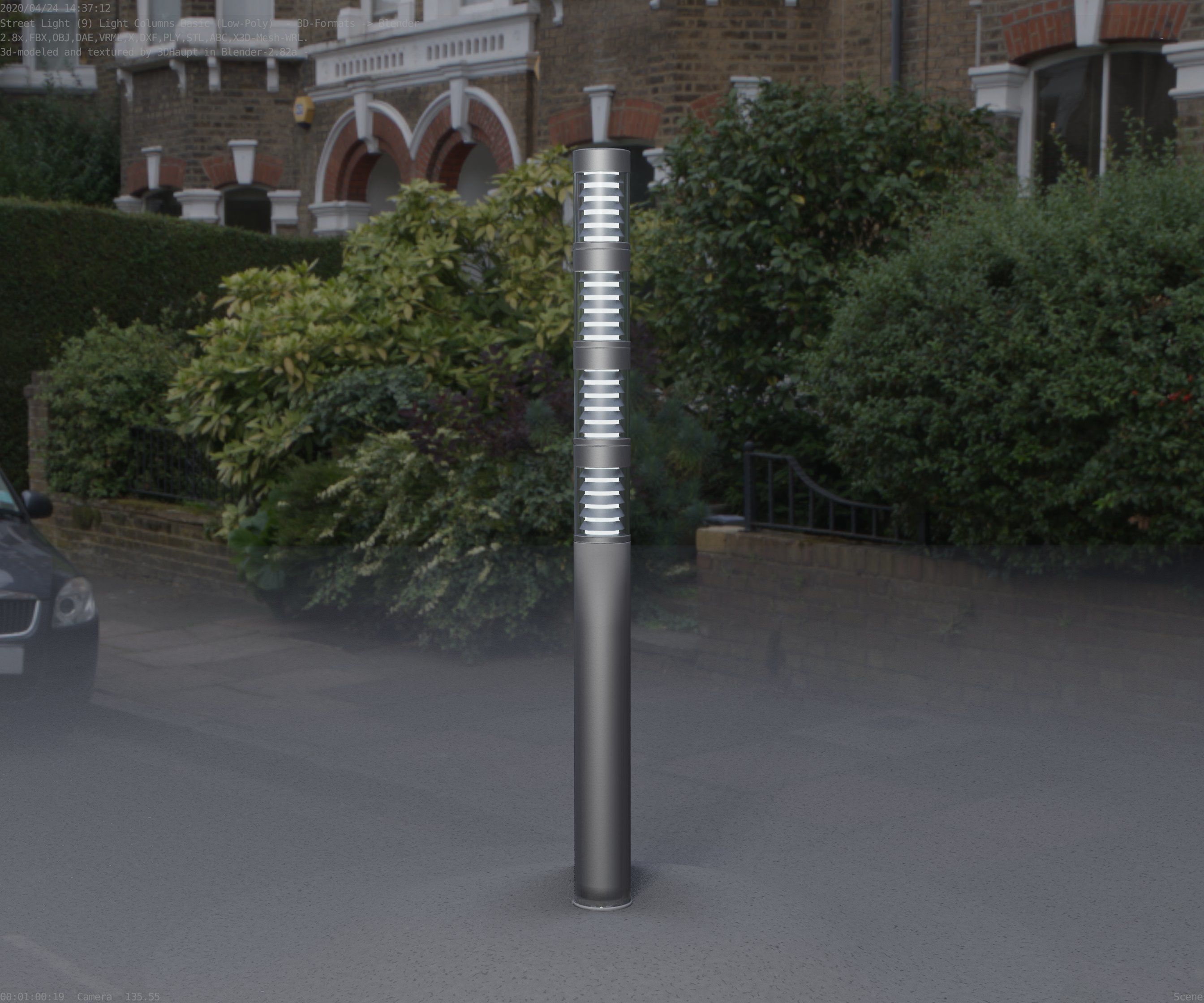 Low-Poly Basic Light Column 15 - Street Light Set-9 Low-poly 3D model_59