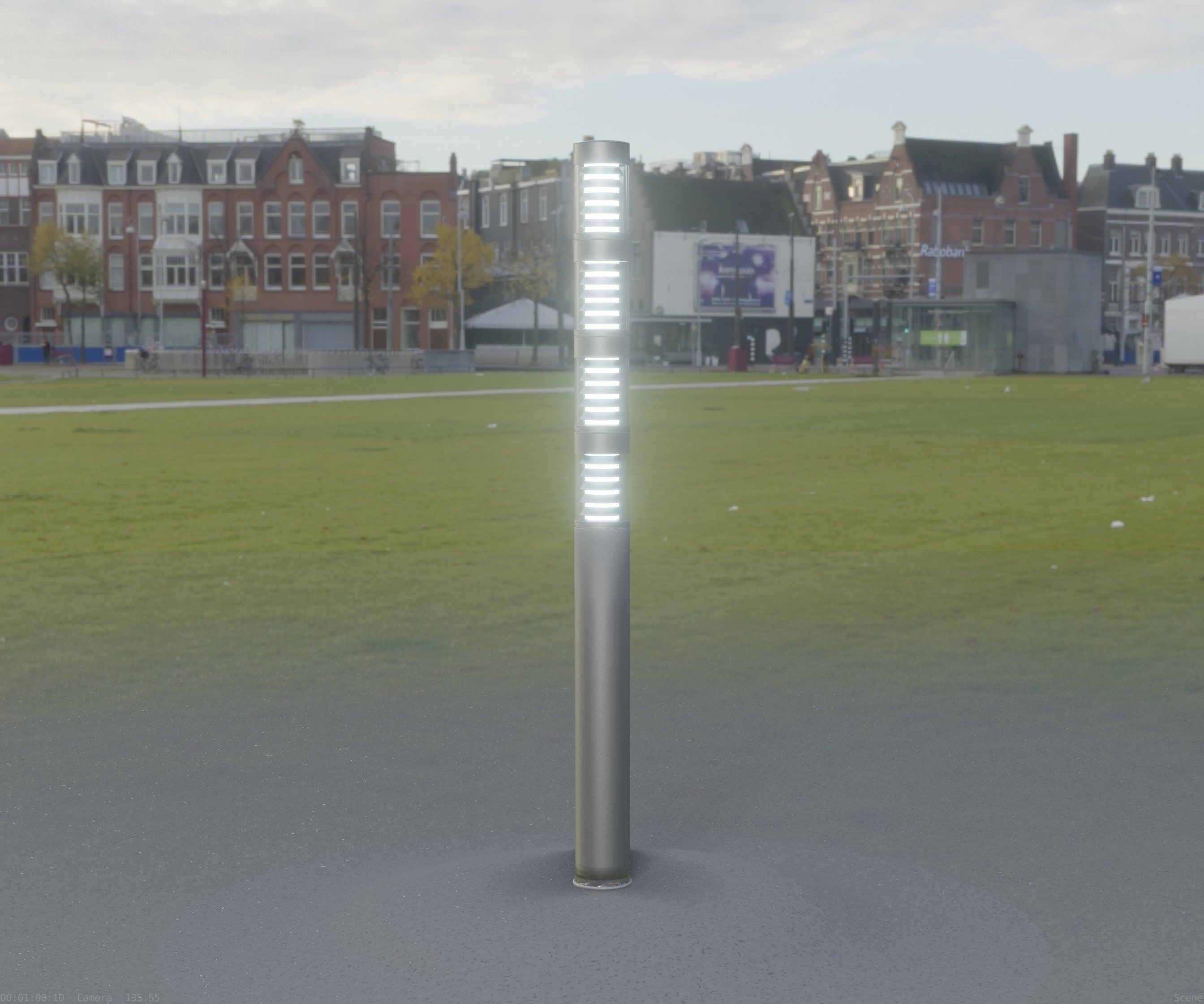 Low-Poly Basic Light Column 15 - Street Light Set-9 Low-poly 3D model_50