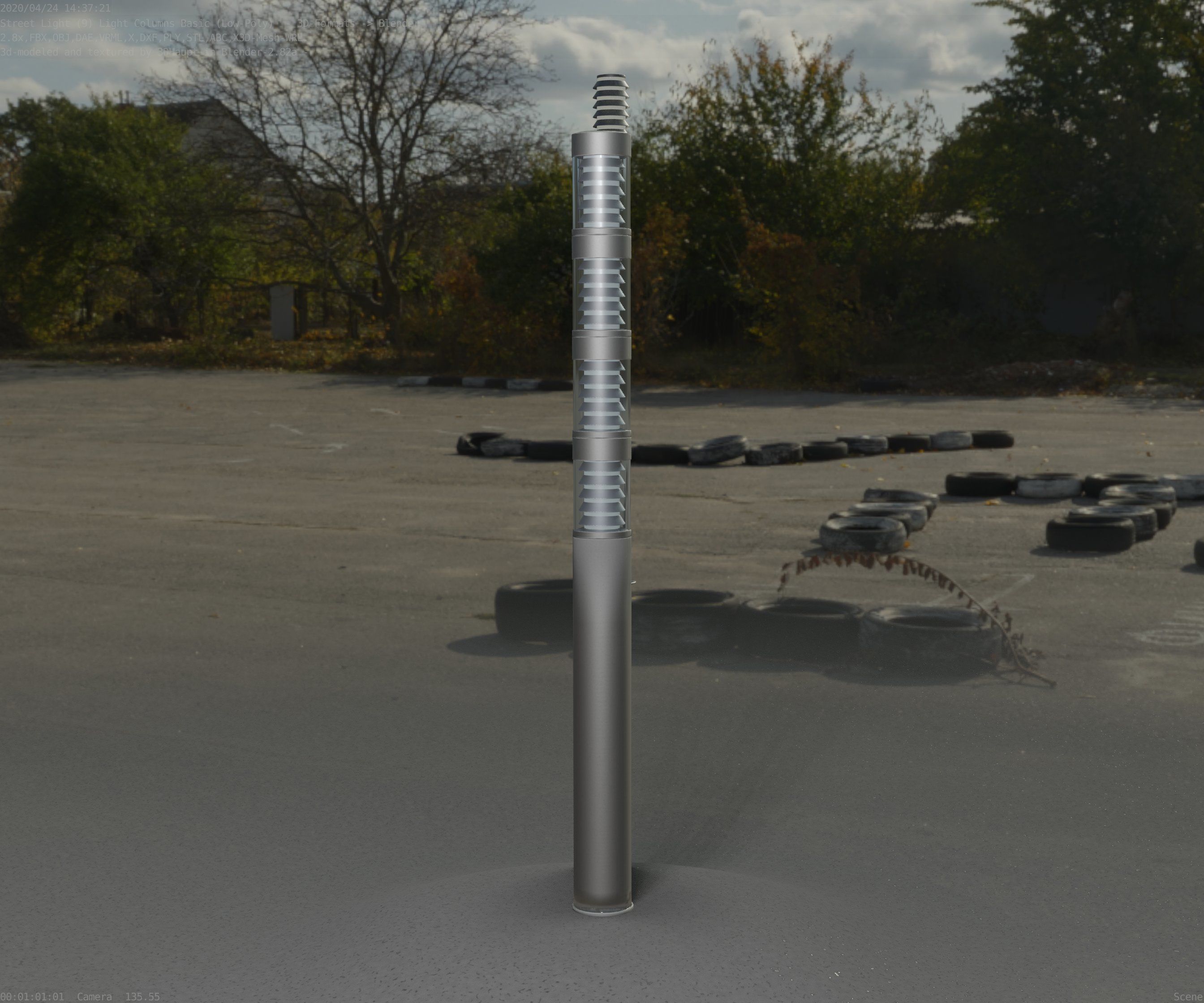 Low-Poly Basic Light Column 15 - Street Light Set-9 Low-poly 3D model_65