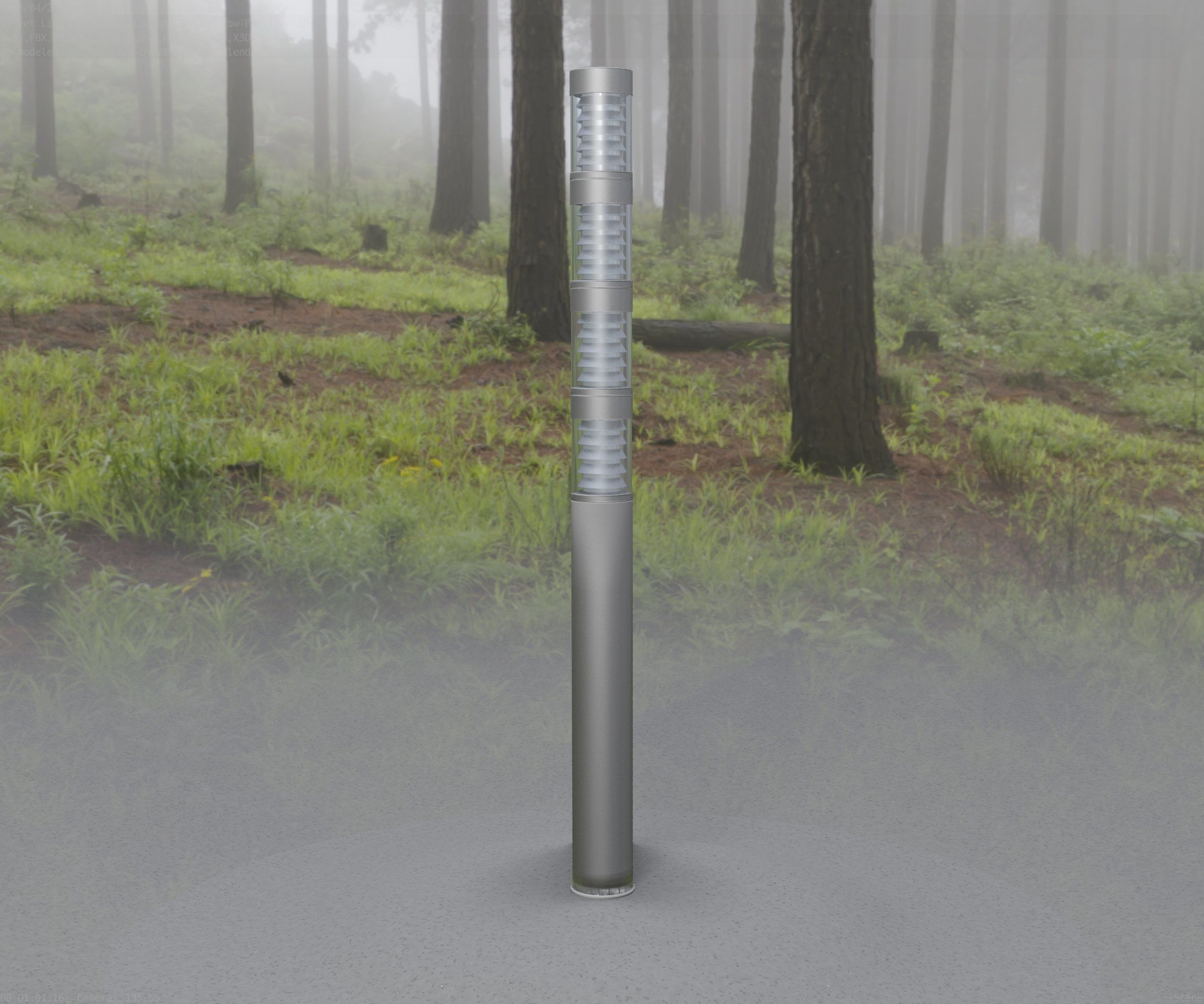 Low-Poly Basic Light Column 15 - Street Light Set-9 Low-poly 3D model_80
