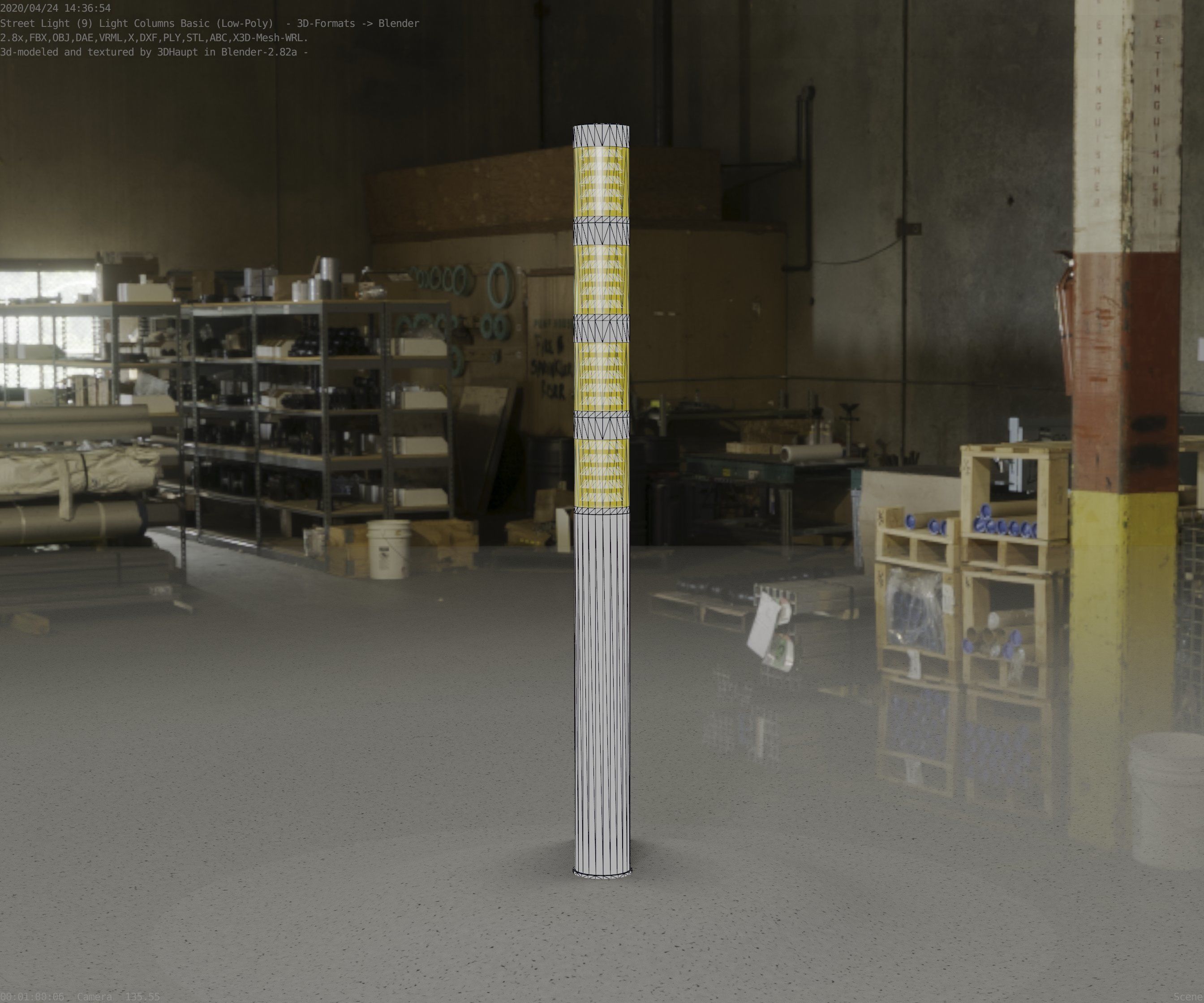 Low-Poly Basic Light Column 15 - Street Light Set-9 Low-poly 3D model_46