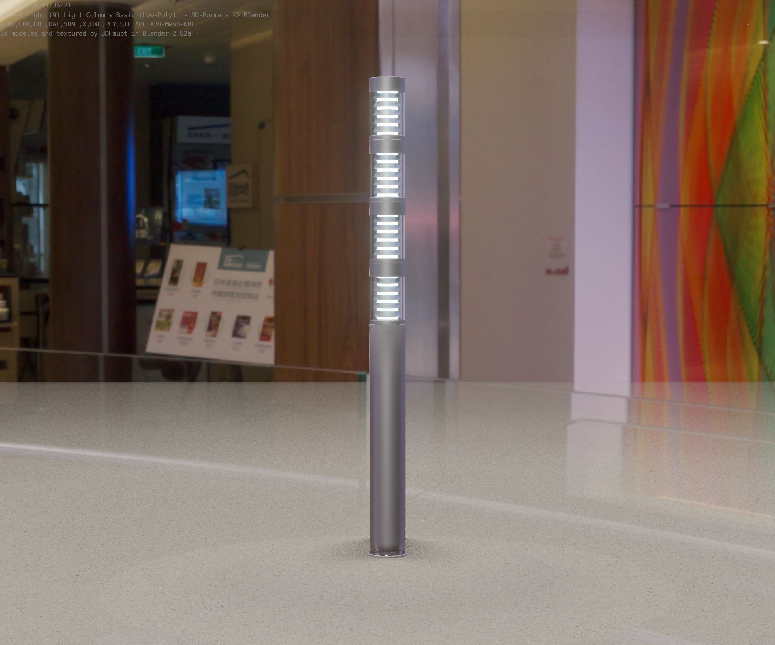 Low-Poly Basic Light Column 15 - Street Light Set-9 Low-poly 3D model_23