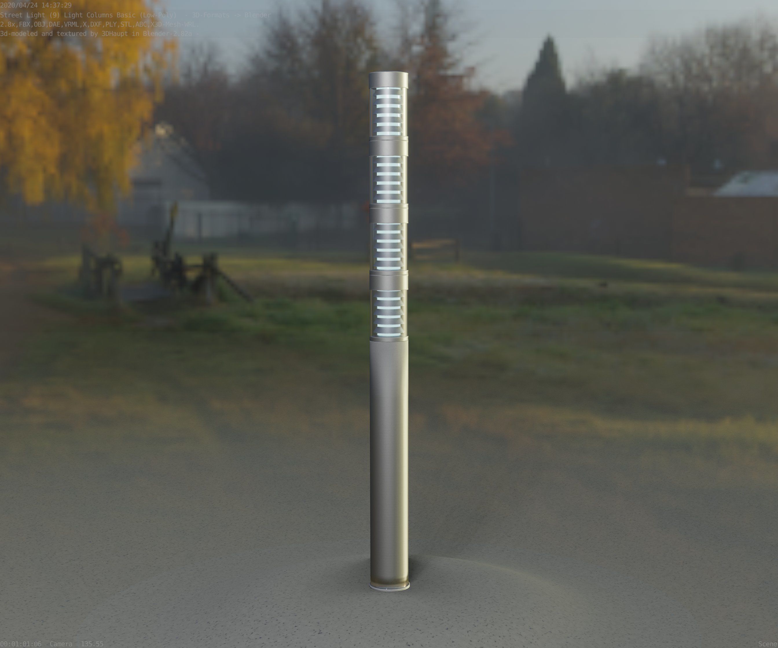Low-Poly Basic Light Column 15 - Street Light Set-9 Low-poly 3D model_70
