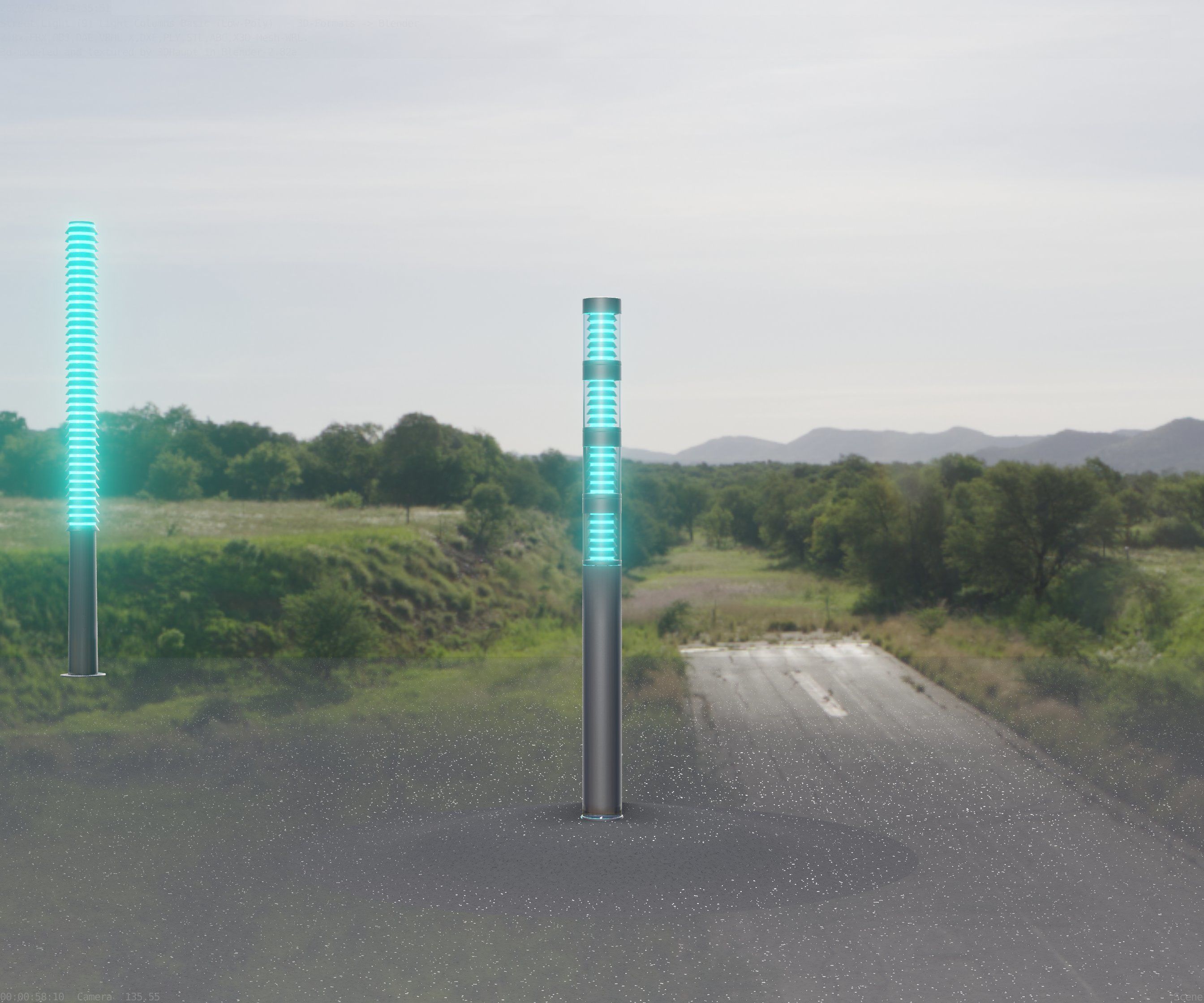 Low-Poly Basic Light Column 15 - Street Light Set-9 Low-poly 3D model_8