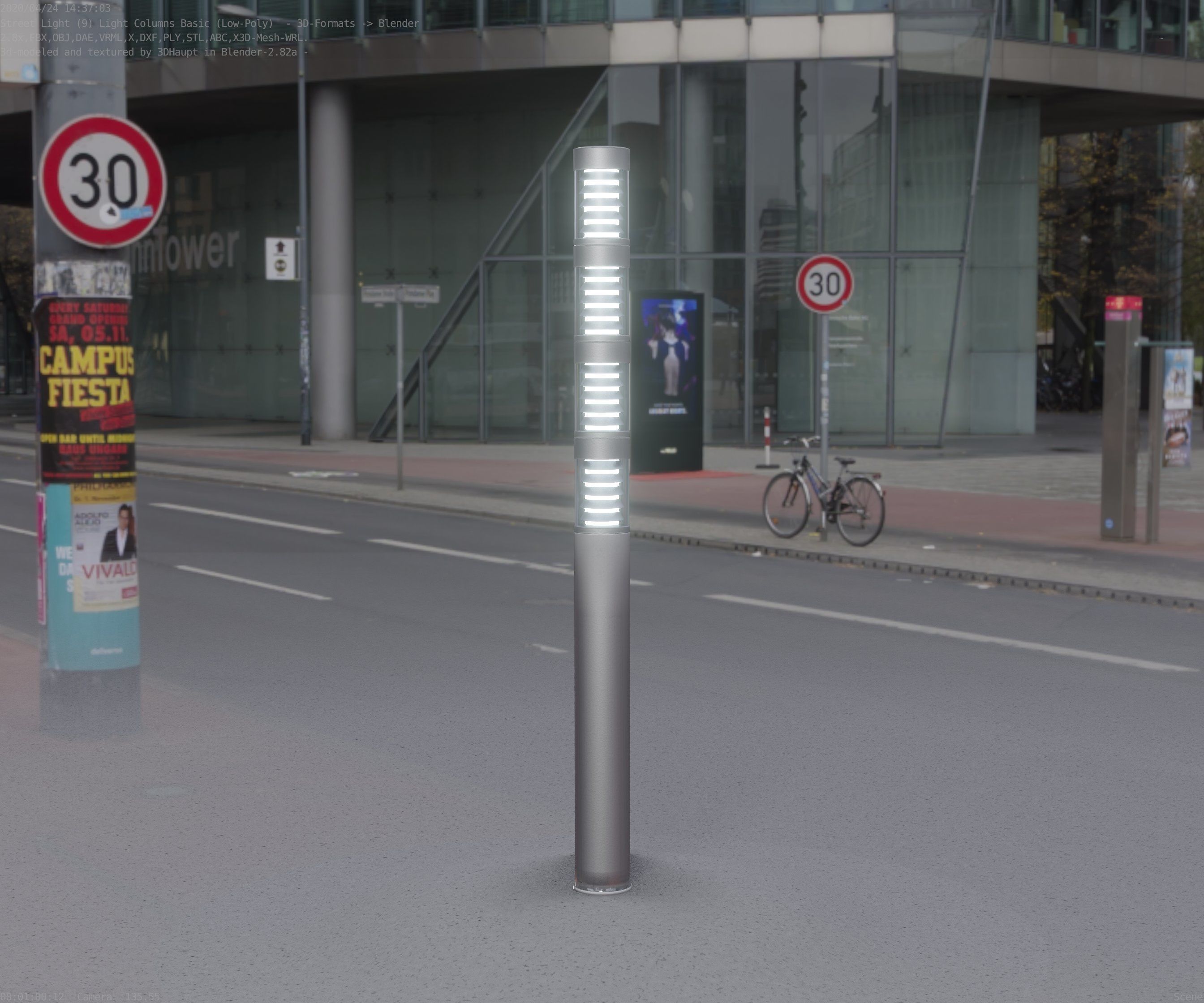 Low-Poly Basic Light Column 15 - Street Light Set-9 Low-poly 3D model_52