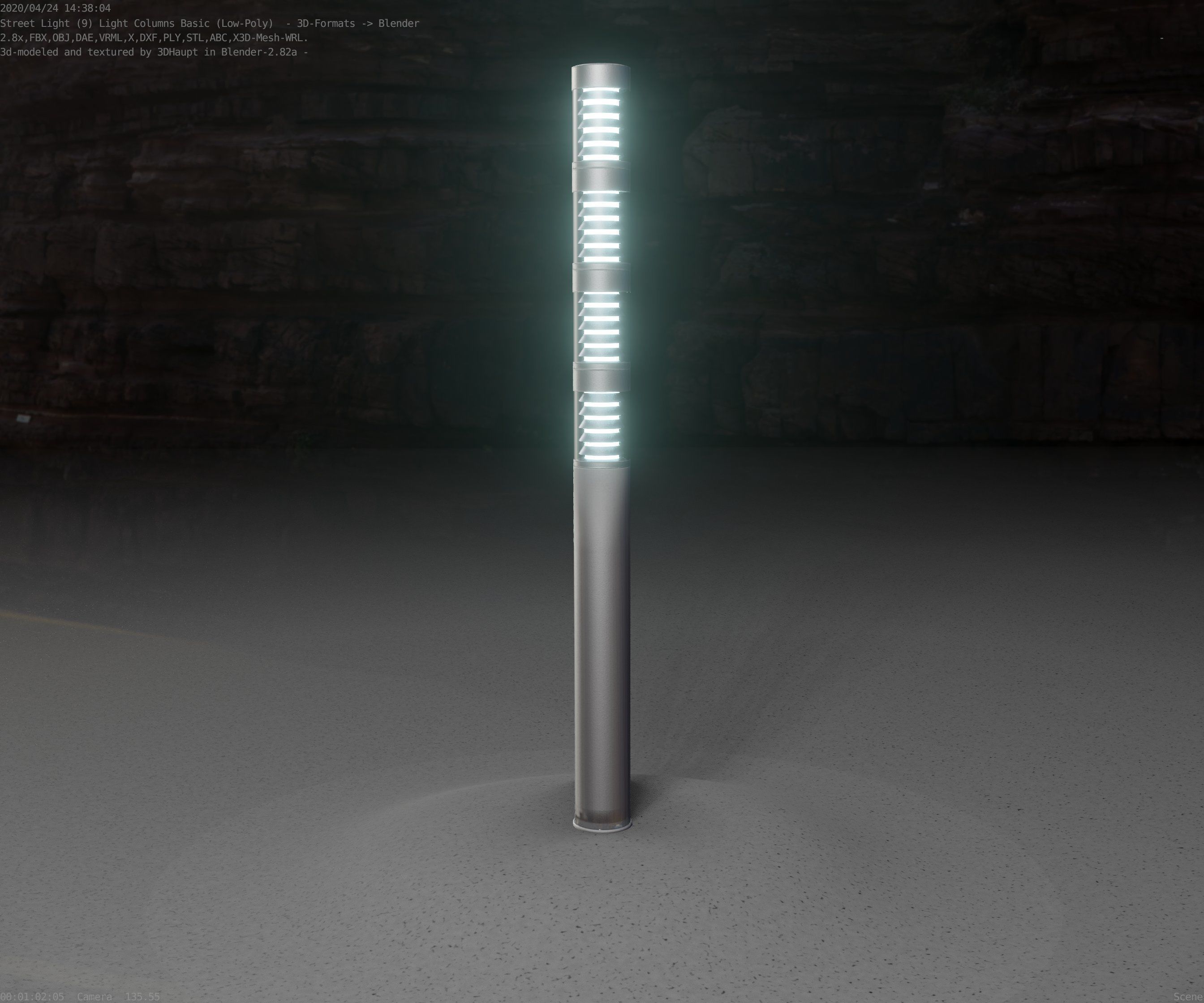 Low-Poly Basic Light Column 15 - Street Light Set-9 Low-poly 3D model_93