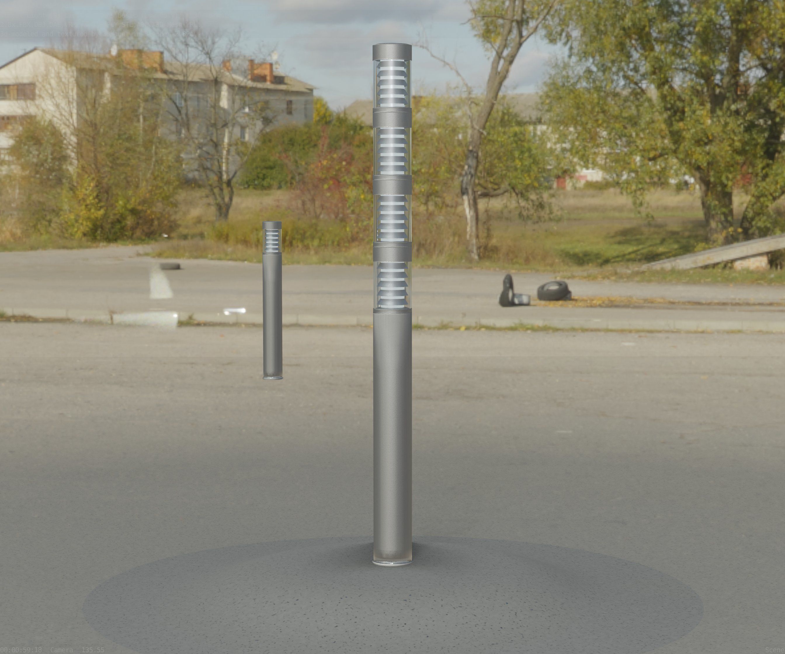 Low-Poly Basic Light Column 15 - Street Light Set-9 Low-poly 3D model_34