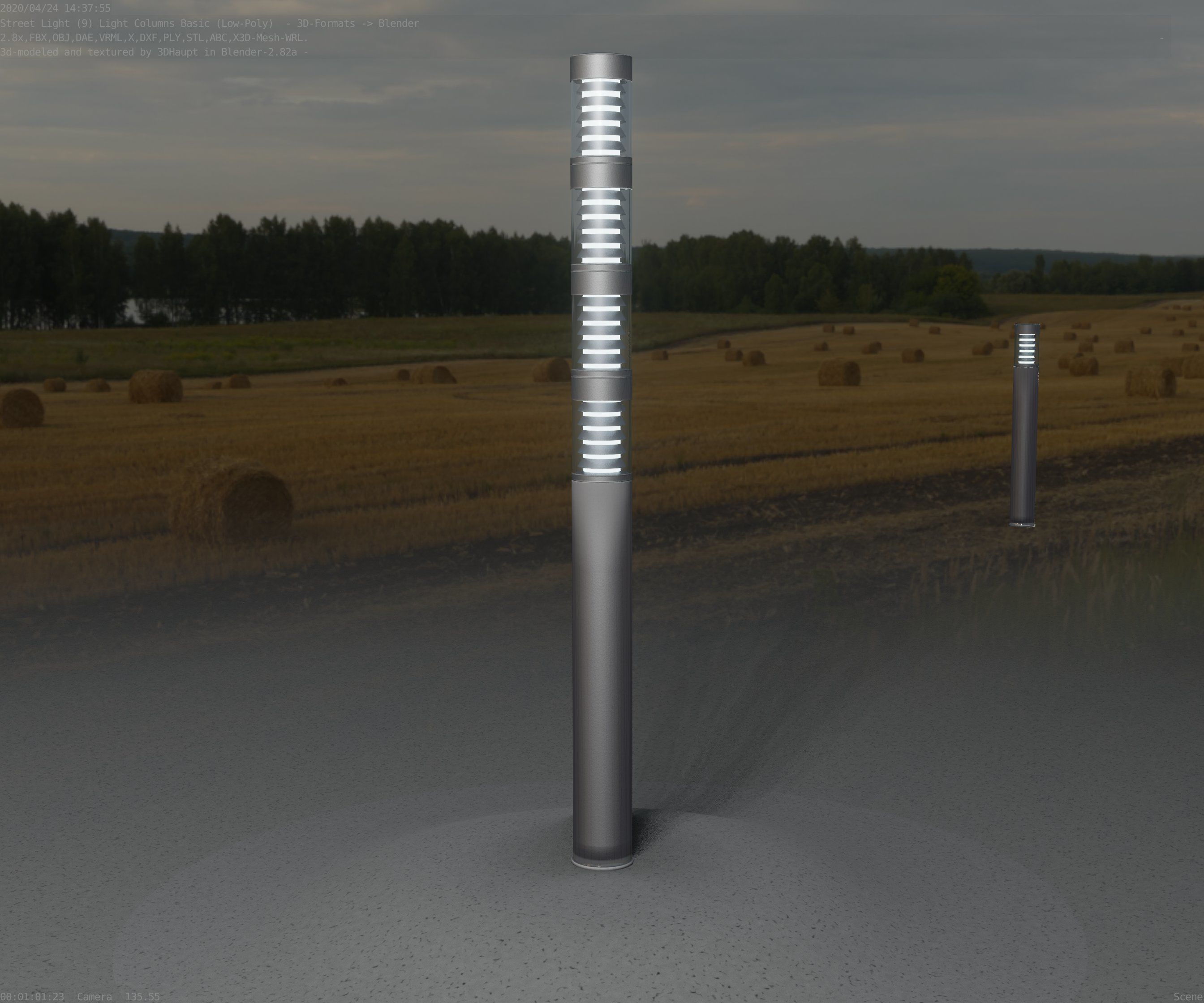 Low-Poly Basic Light Column 15 - Street Light Set-9 Low-poly 3D model_87