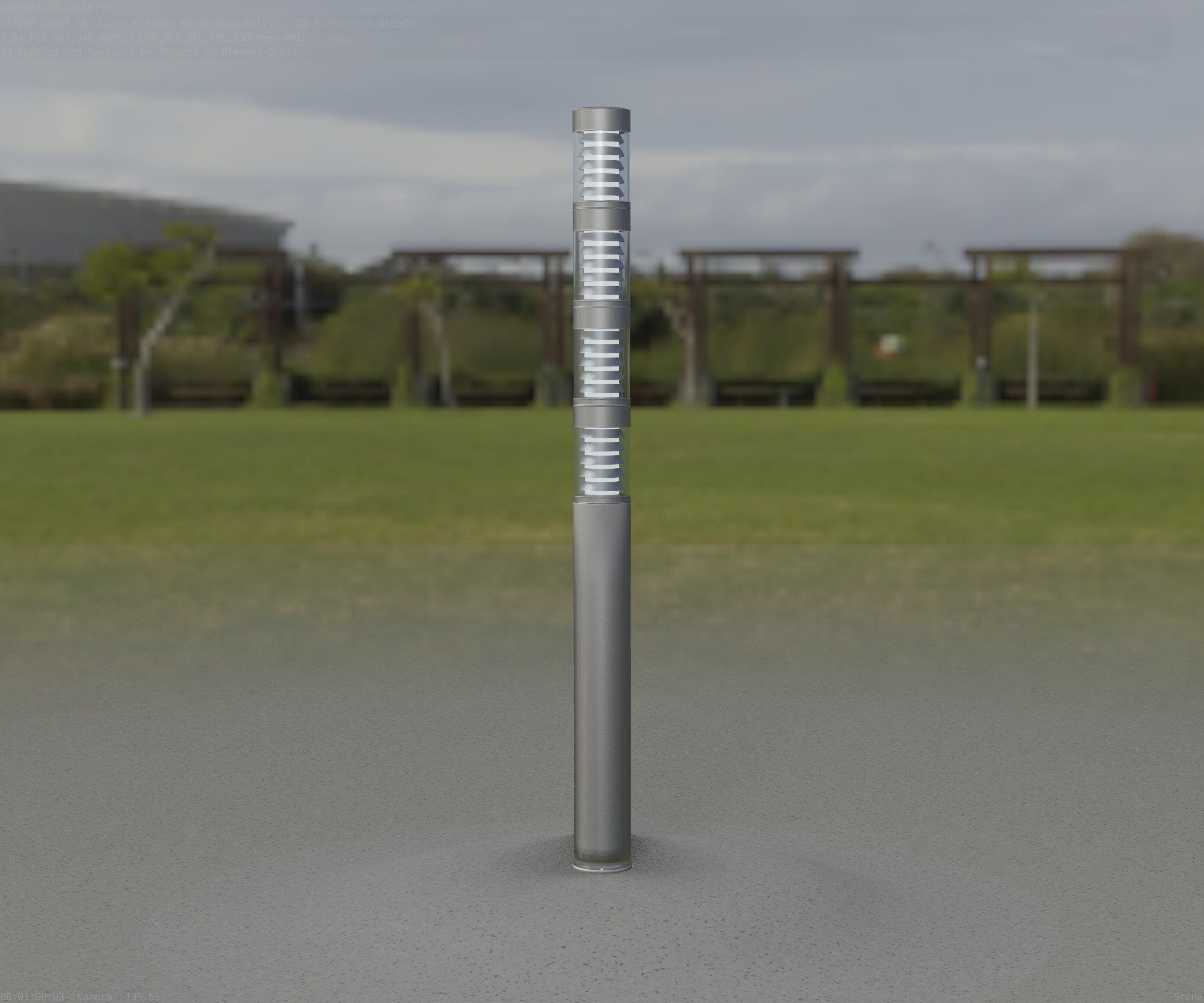 Low-Poly Basic Light Column 15 - Street Light Set-9 Low-poly 3D model_43