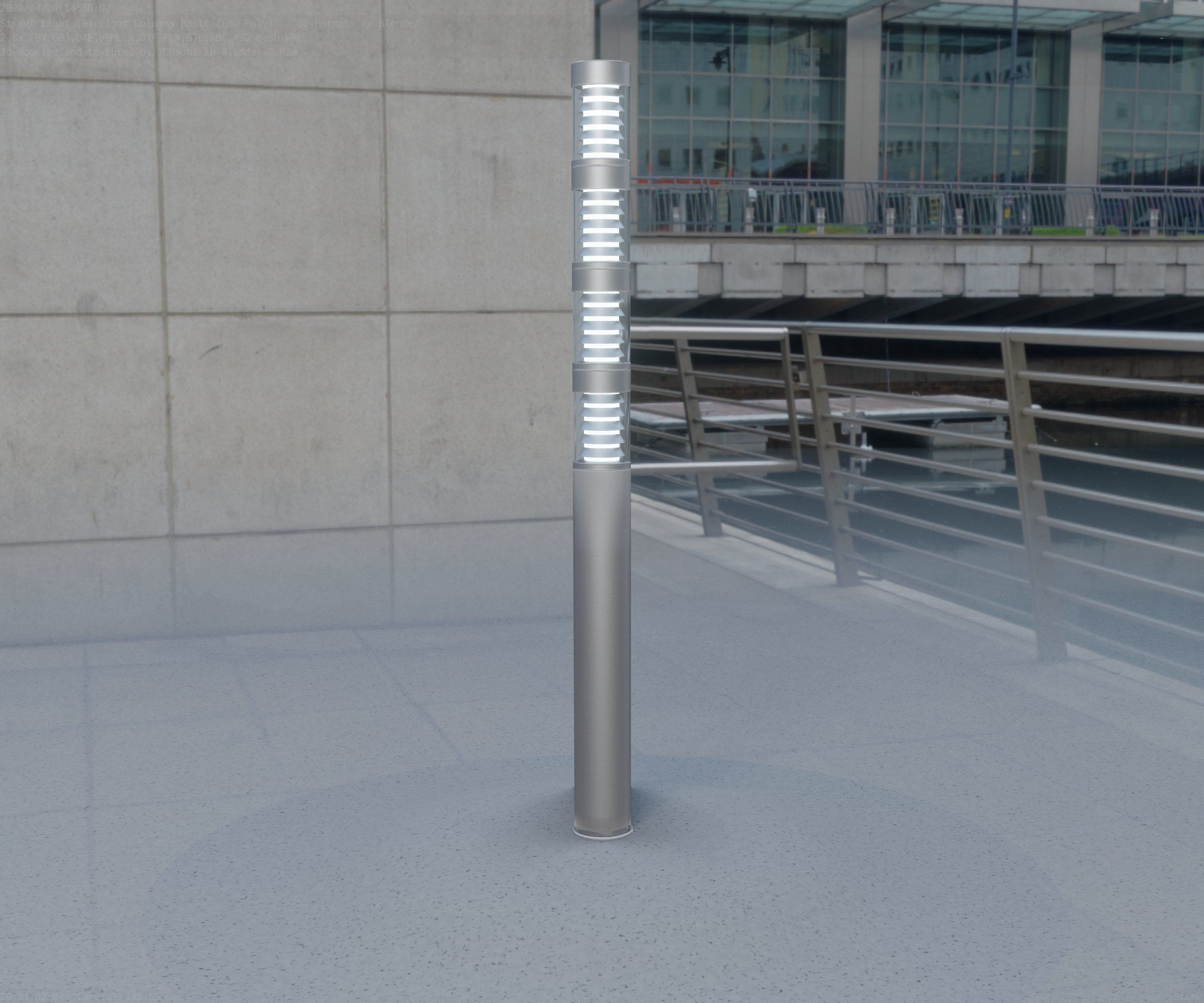 Low-Poly Basic Light Column 15 - Street Light Set-9 Low-poly 3D model_92