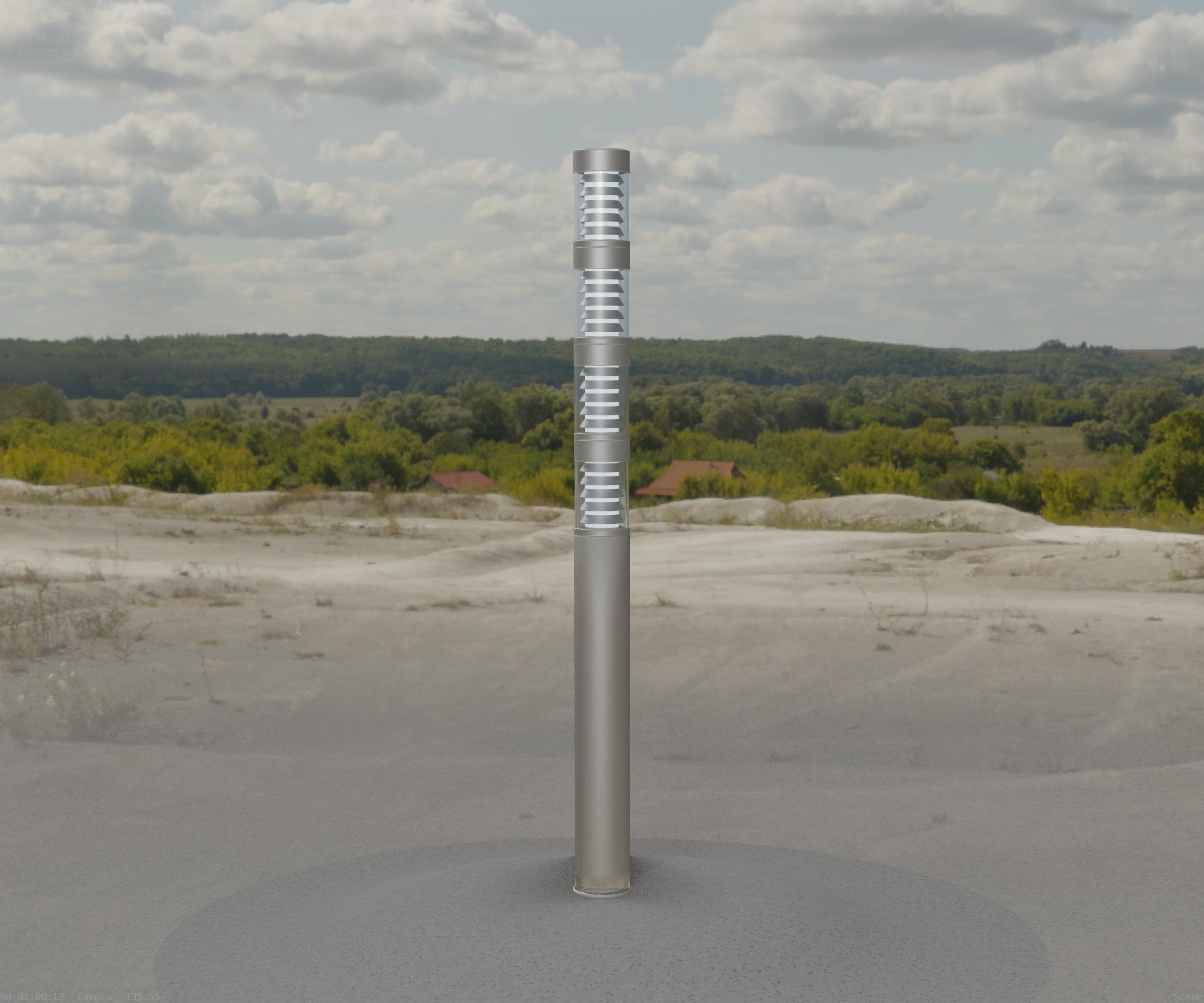 Low-Poly Basic Light Column 15 - Street Light Set-9 Low-poly 3D model_53