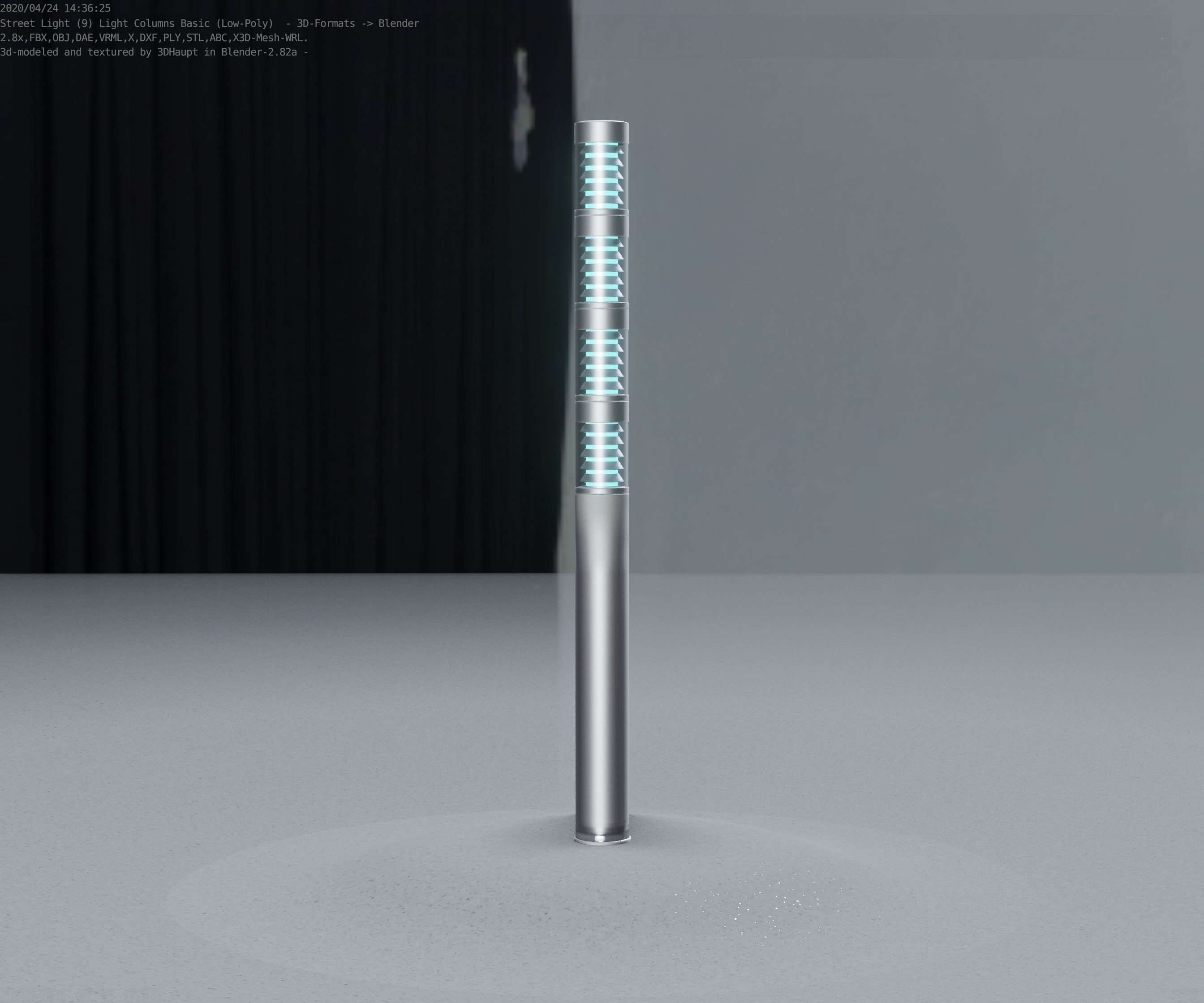 Low-Poly Basic Light Column 15 - Street Light Set-9 Low-poly 3D model_26