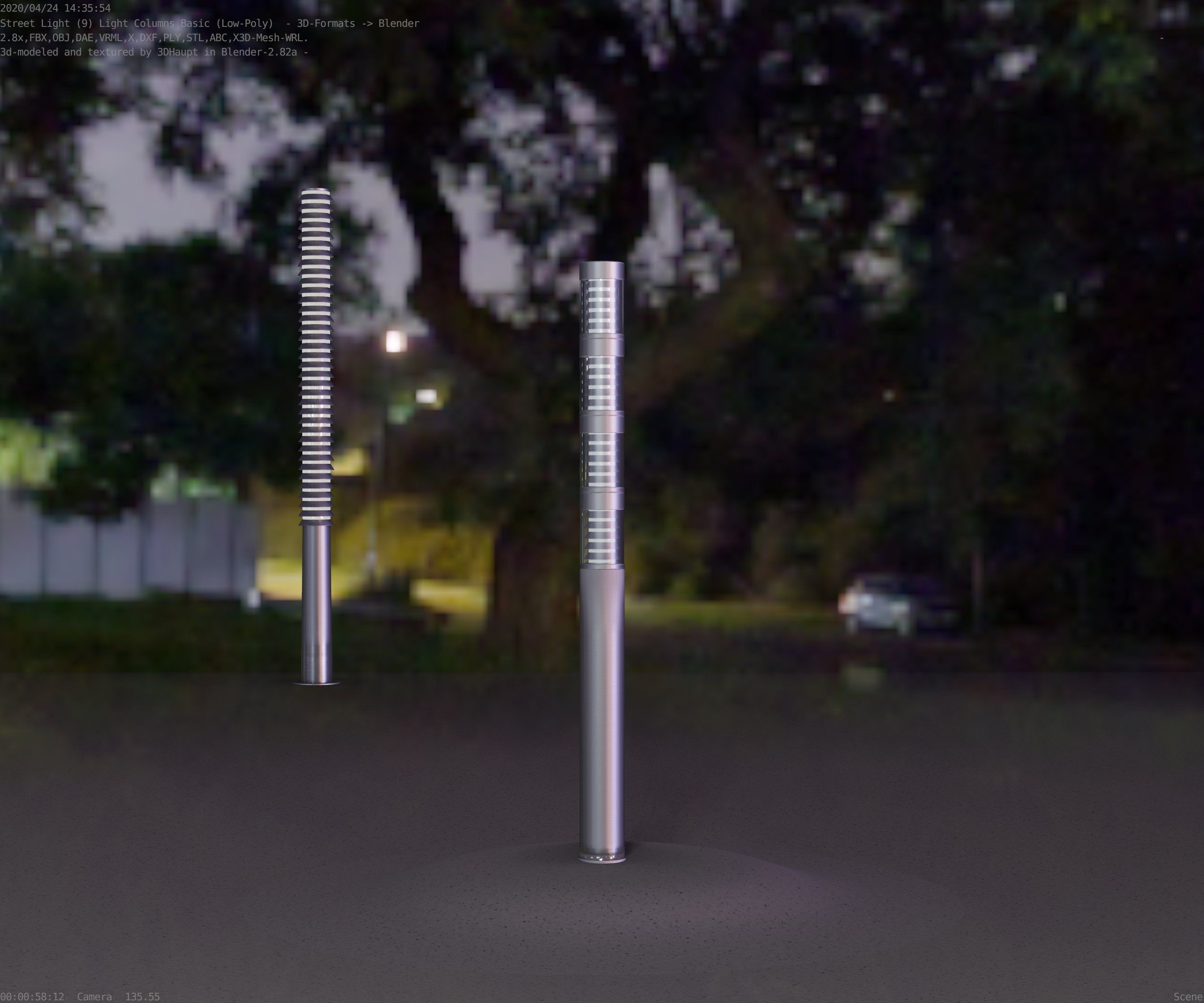 Low-Poly Basic Light Column 15 - Street Light Set-9 Low-poly 3D model_13