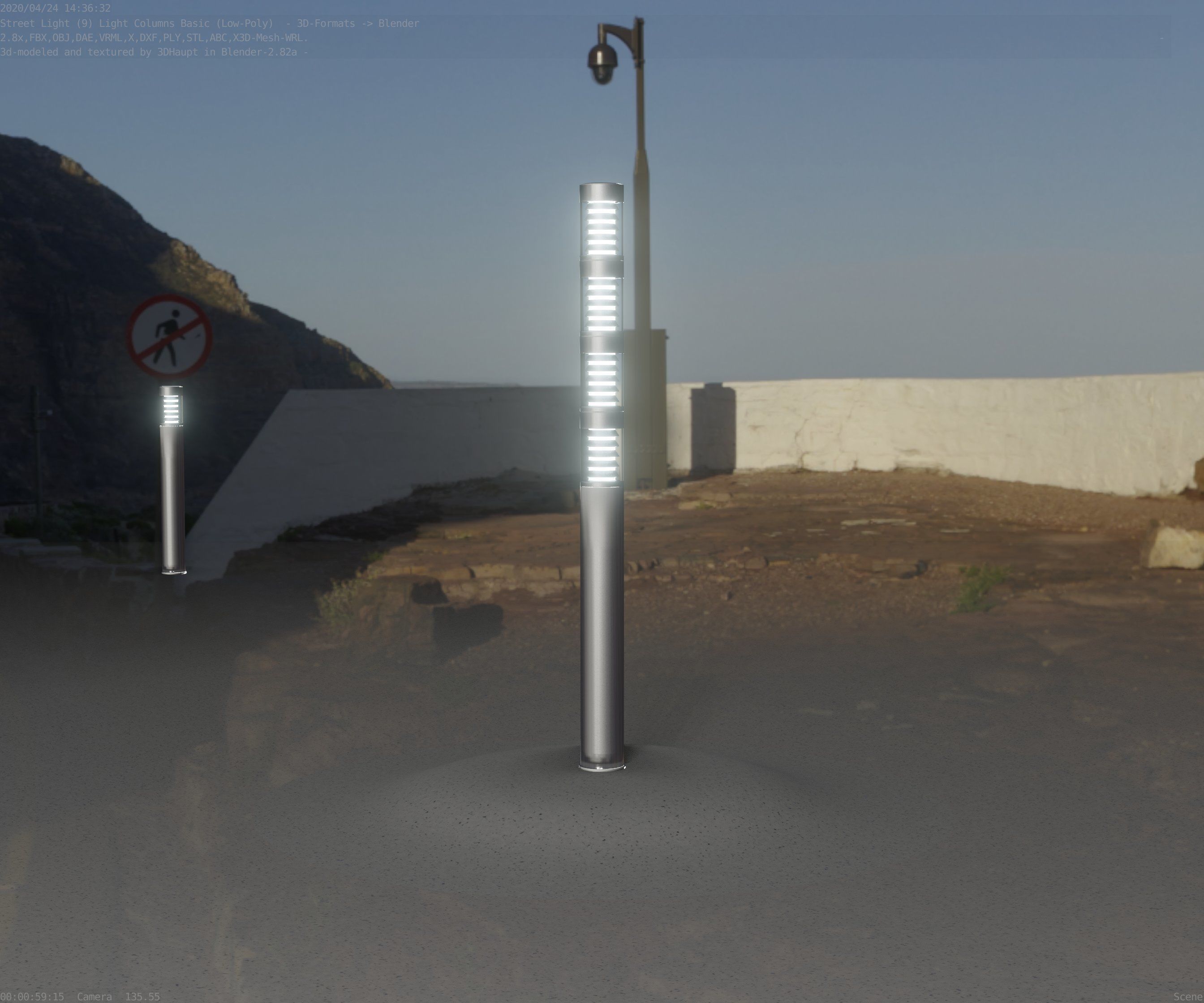Low-Poly Basic Light Column 15 - Street Light Set-9 Low-poly 3D model_31