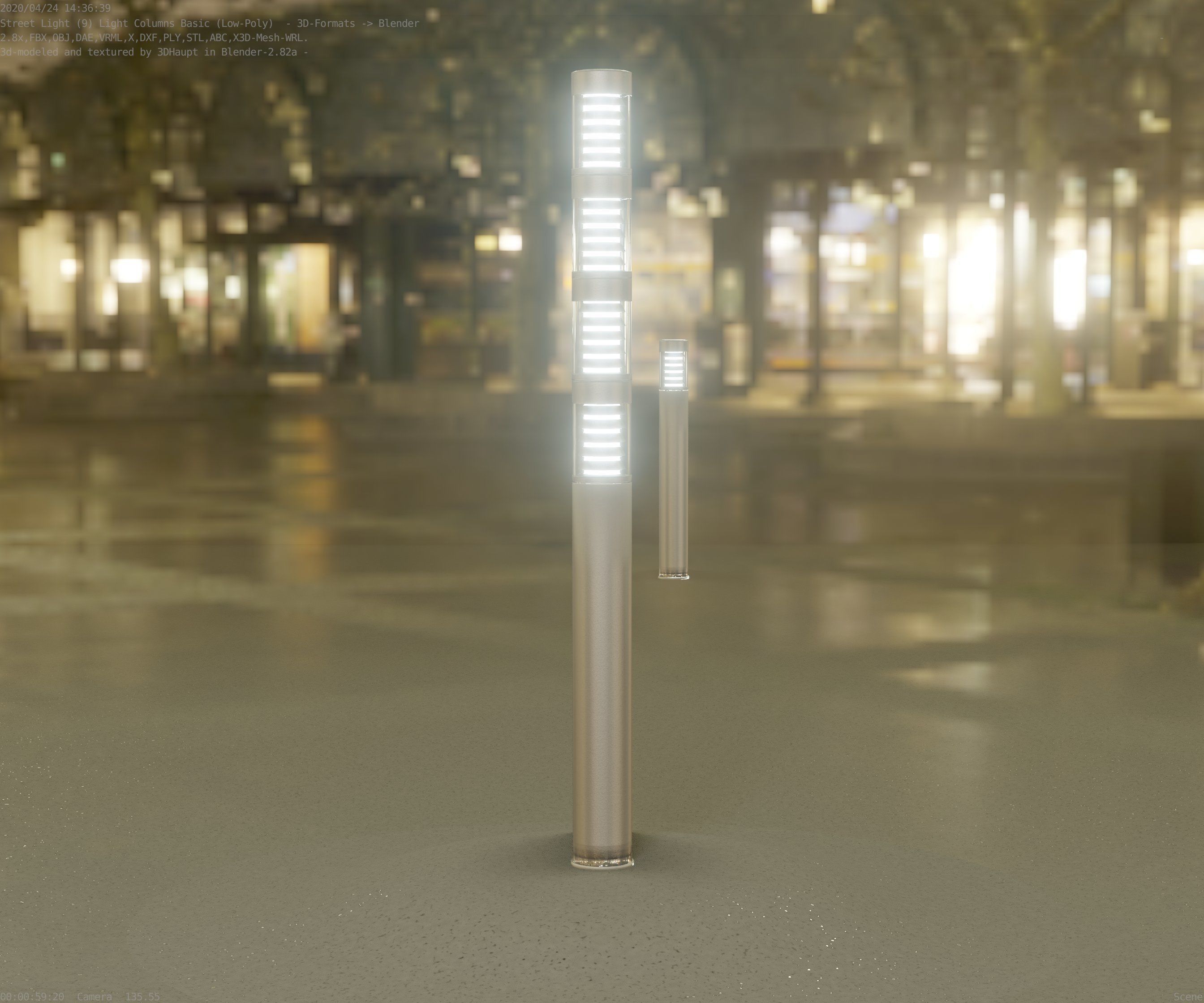 Low-Poly Basic Light Column 15 - Street Light Set-9 Low-poly 3D model_36