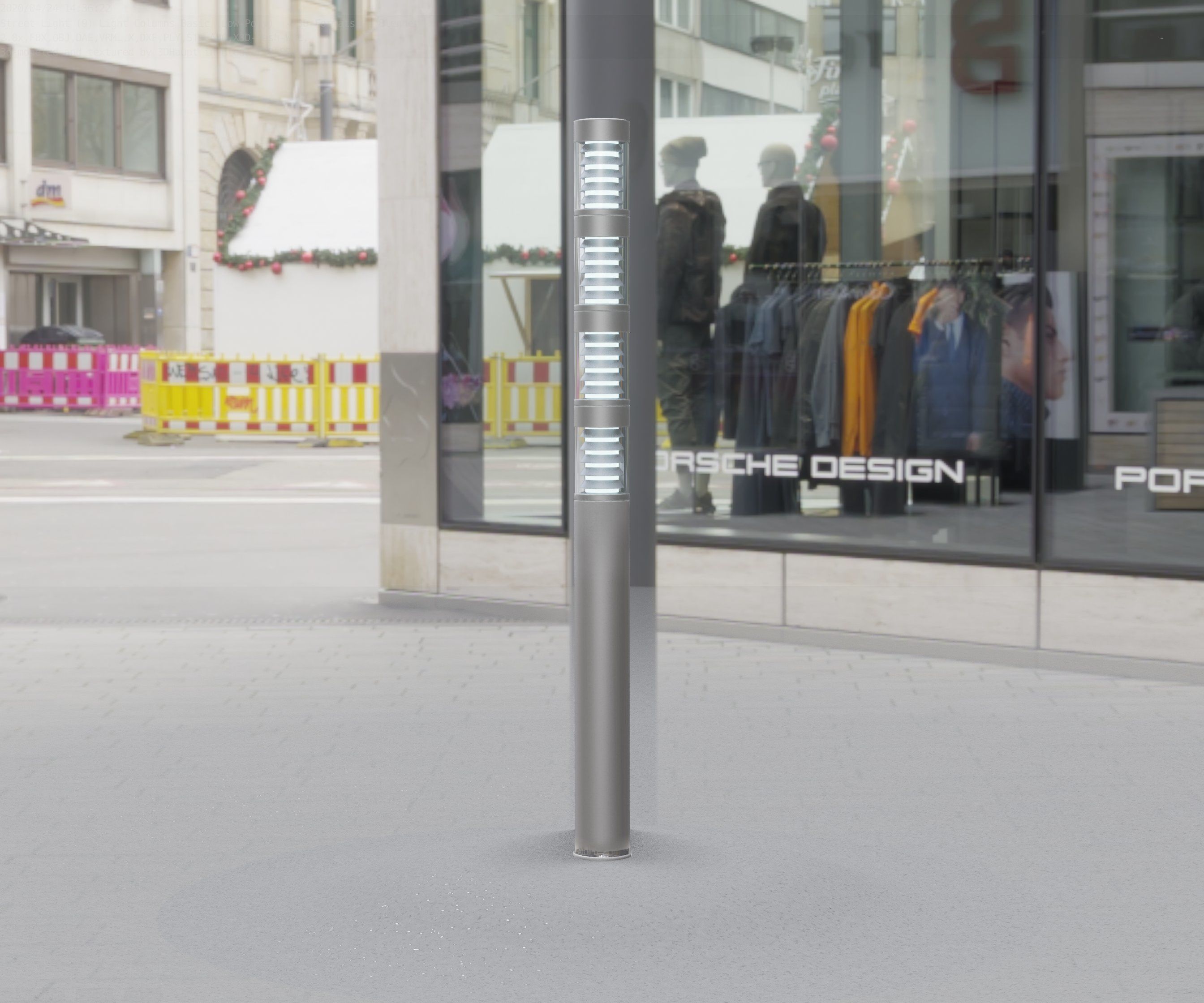Low-Poly Basic Light Column 15 - Street Light Set-9 Low-poly 3D model_24