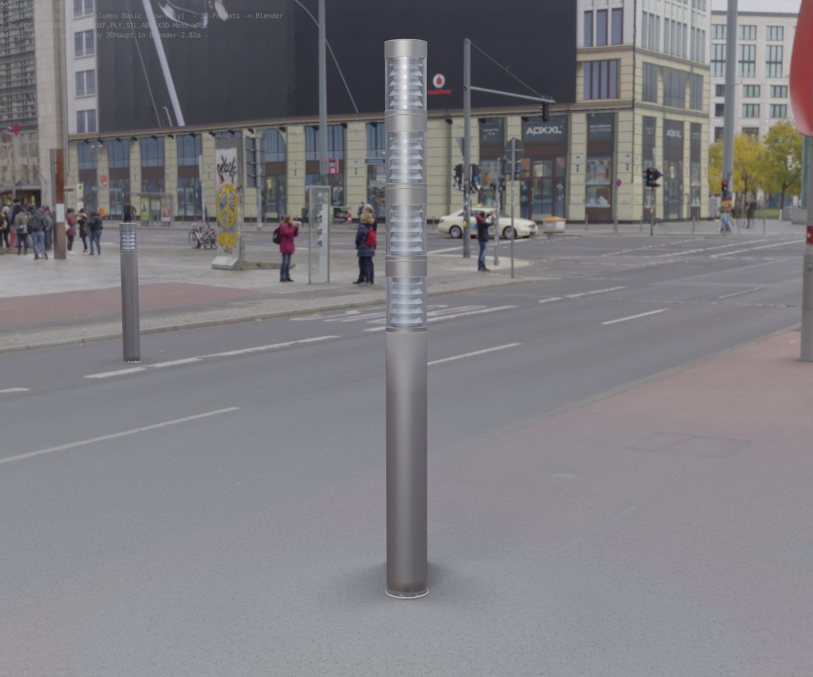 Low-Poly Basic Light Column 15 - Street Light Set-9 Low-poly 3D model_83