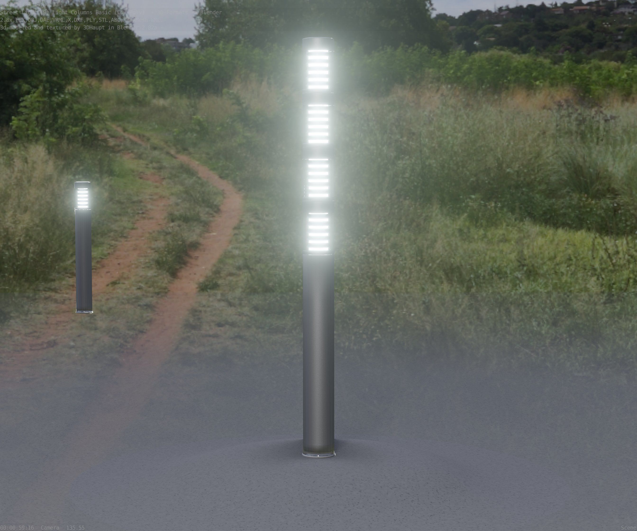 Low-Poly Basic Light Column 15 - Street Light Set-9 Low-poly 3D model_32