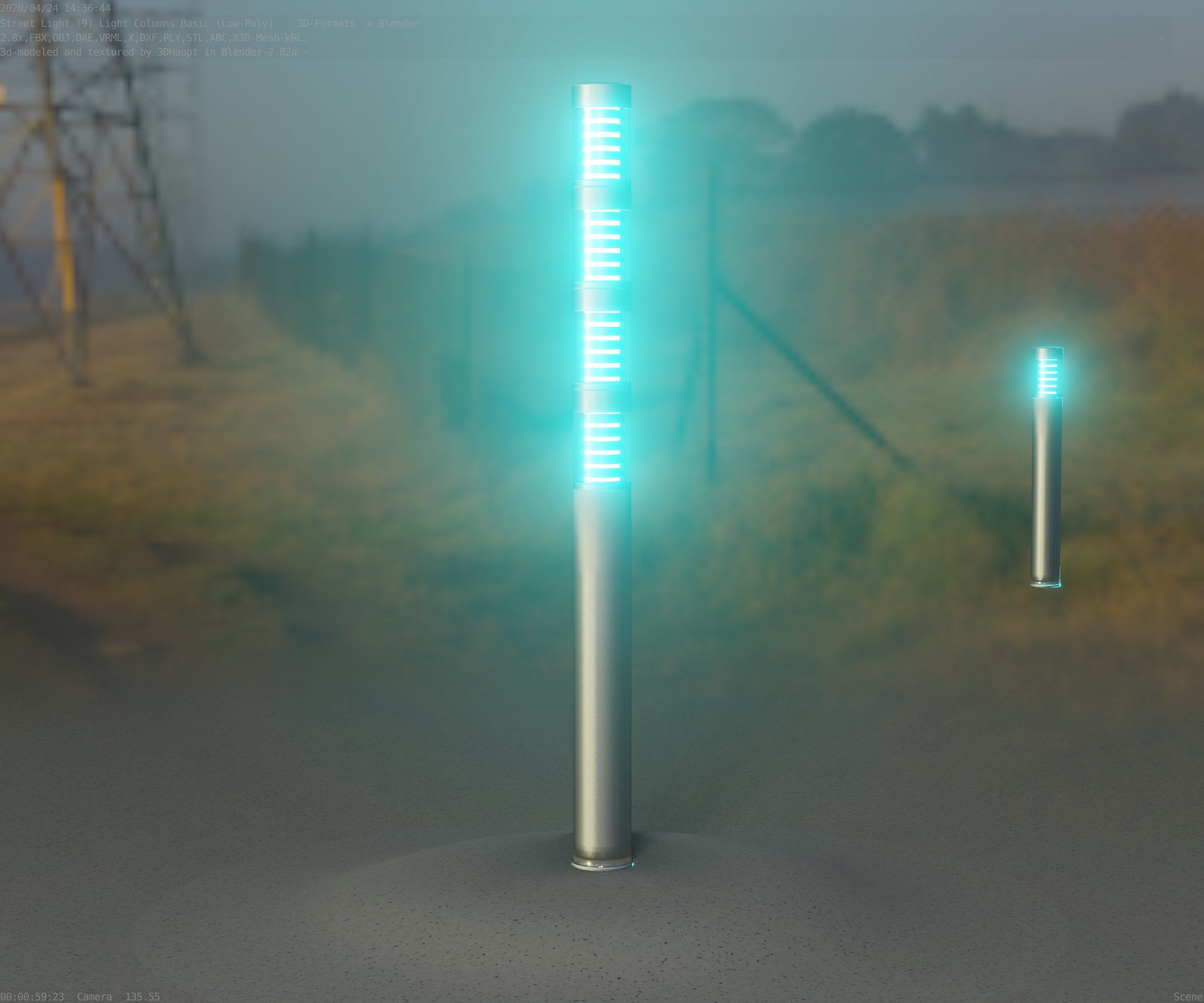 Low-Poly Basic Light Column 15 - Street Light Set-9 Low-poly 3D model_39