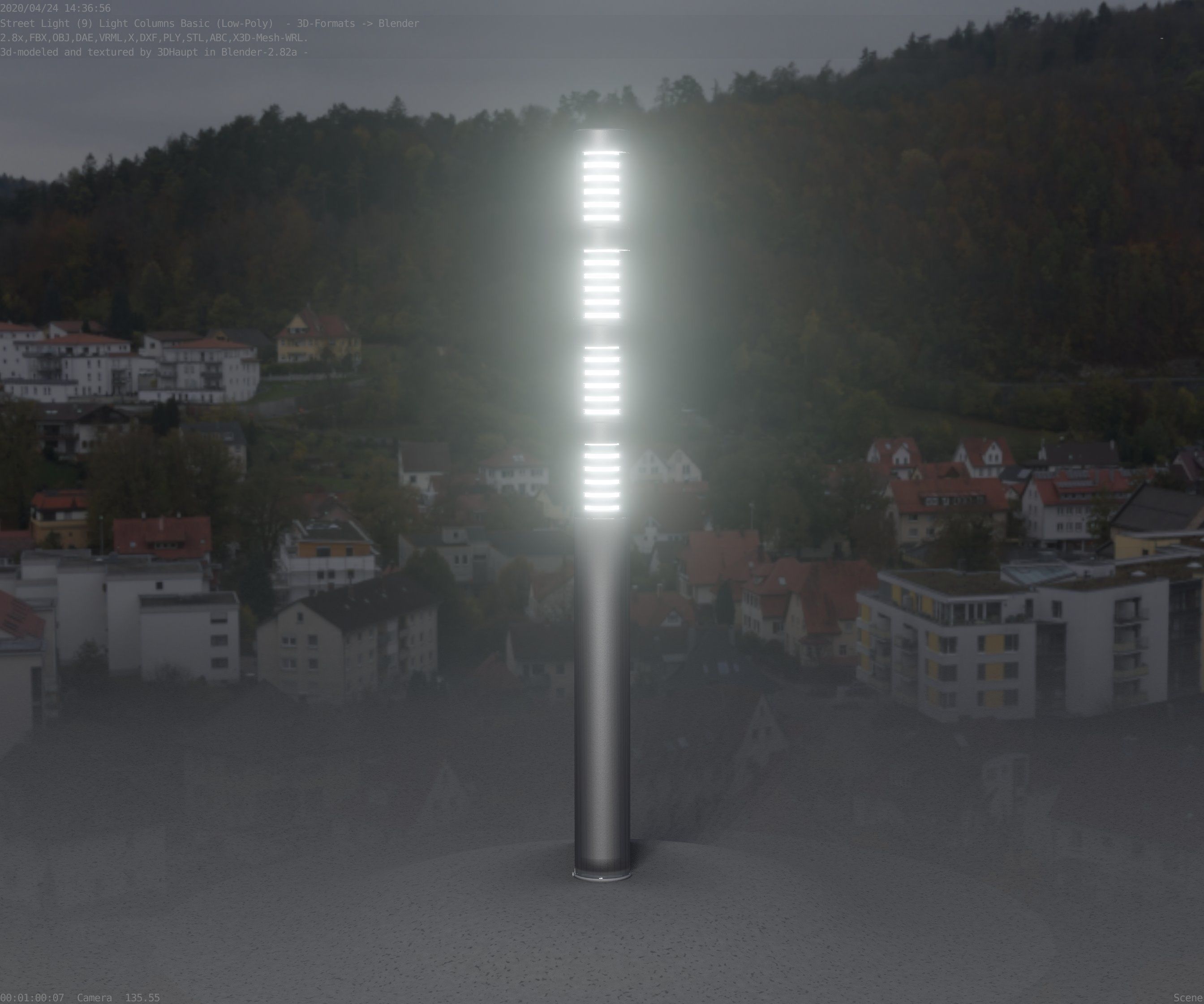 Low-Poly Basic Light Column 15 - Street Light Set-9 Low-poly 3D model_47