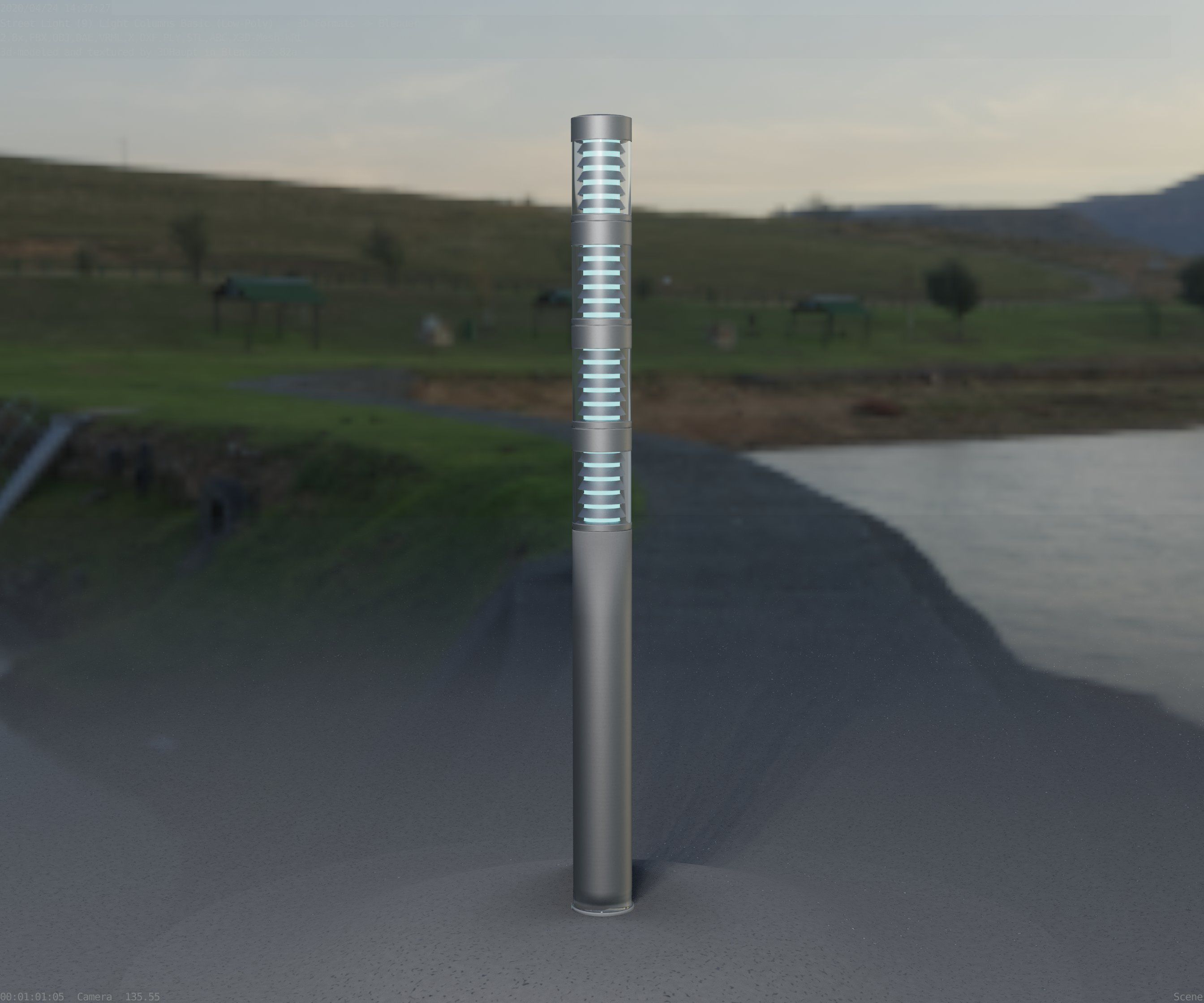 Low-Poly Basic Light Column 15 - Street Light Set-9 Low-poly 3D model_69