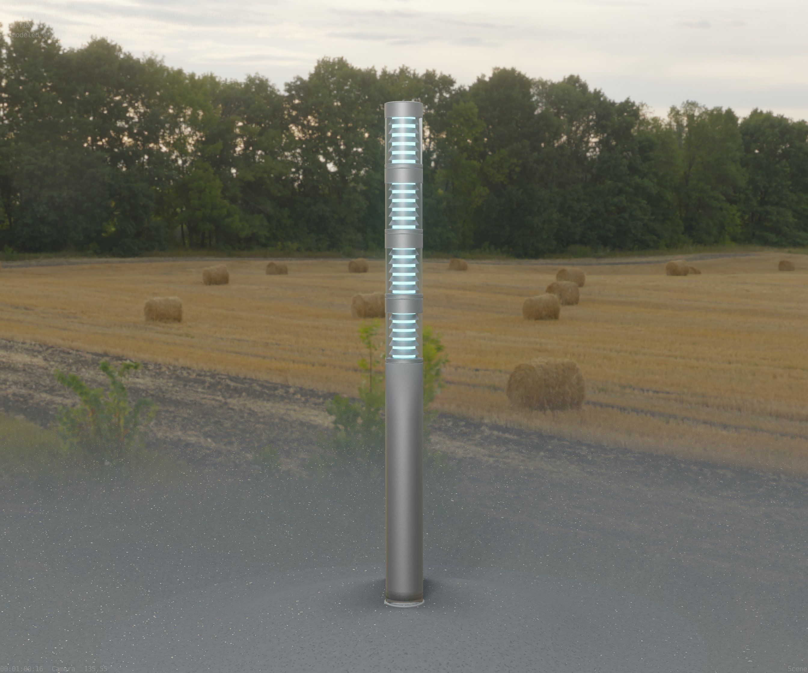 Low-Poly Basic Light Column 15 - Street Light Set-9 Low-poly 3D model_56