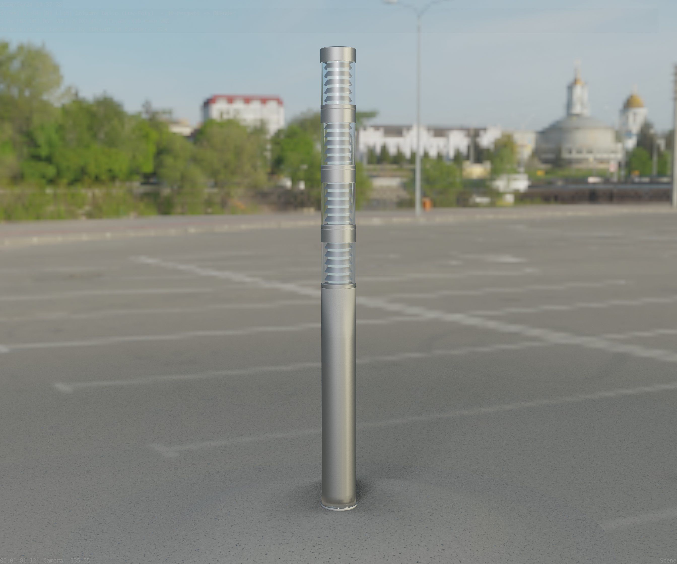 Low-Poly Basic Light Column 15 - Street Light Set-9 Low-poly 3D model_76