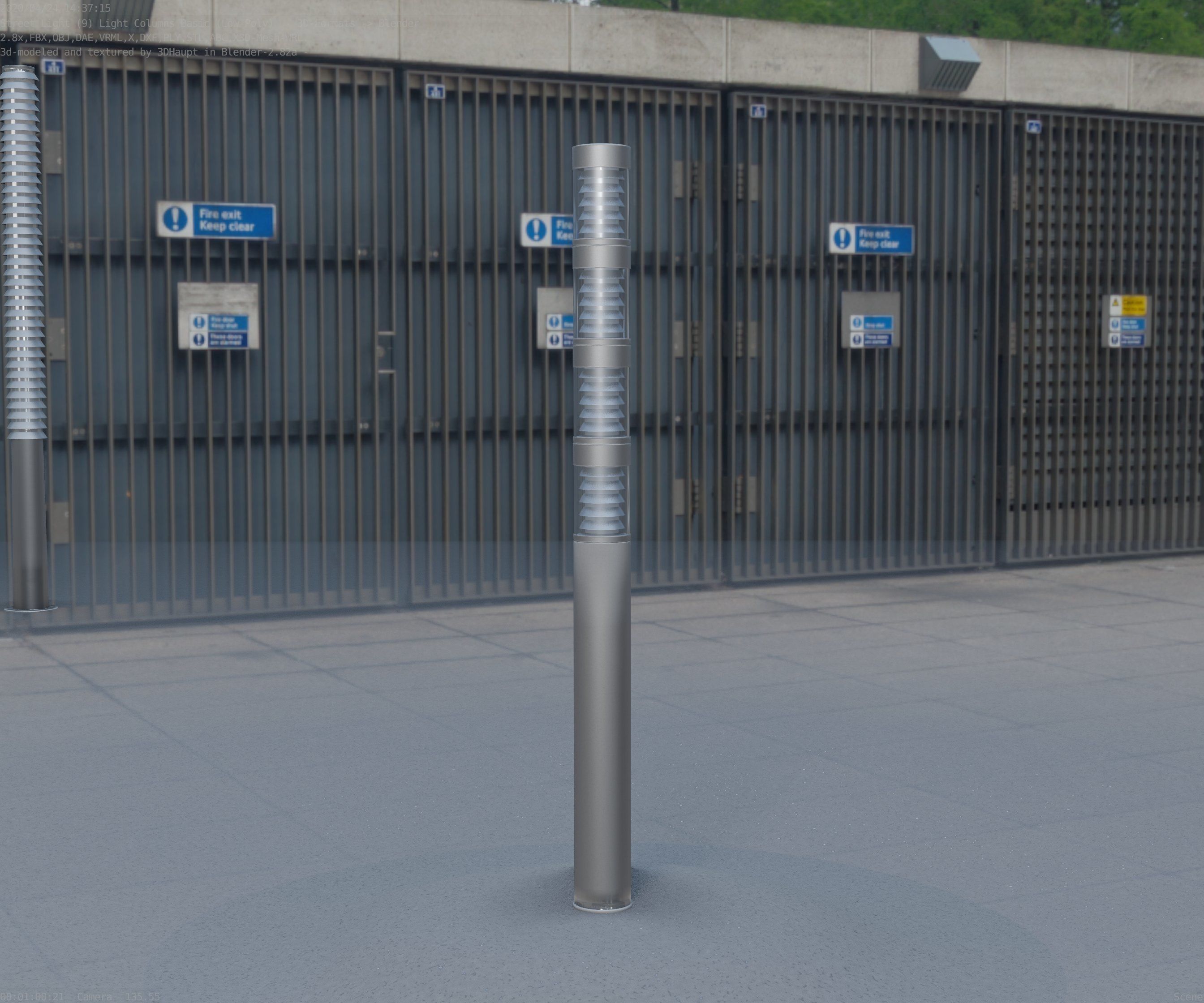 Low-Poly Basic Light Column 15 - Street Light Set-9 Low-poly 3D model_61