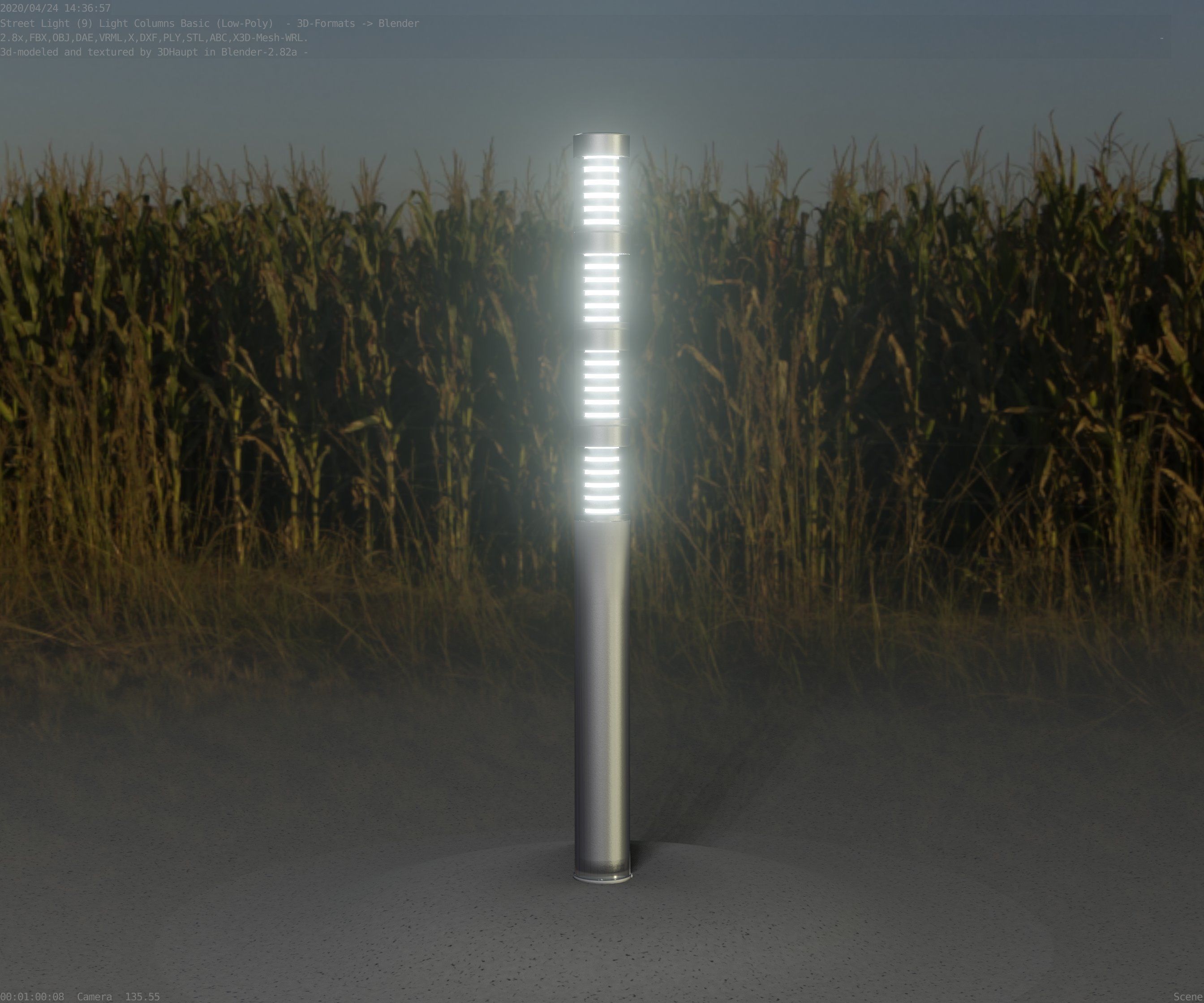 Low-Poly Basic Light Column 15 - Street Light Set-9 Low-poly 3D model_48