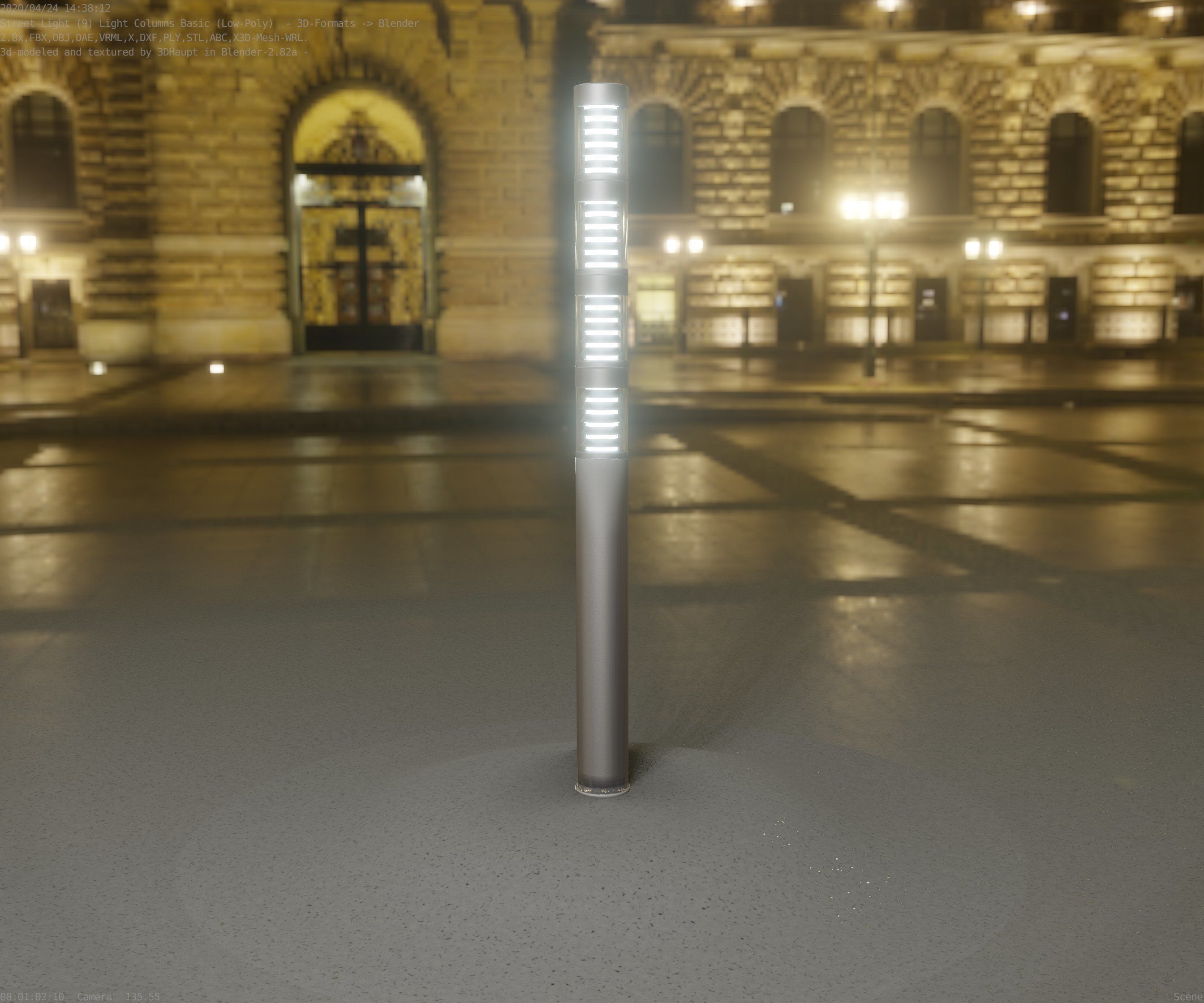 Low-Poly Basic Light Column 15 - Street Light Set-9 Low-poly 3D model_98