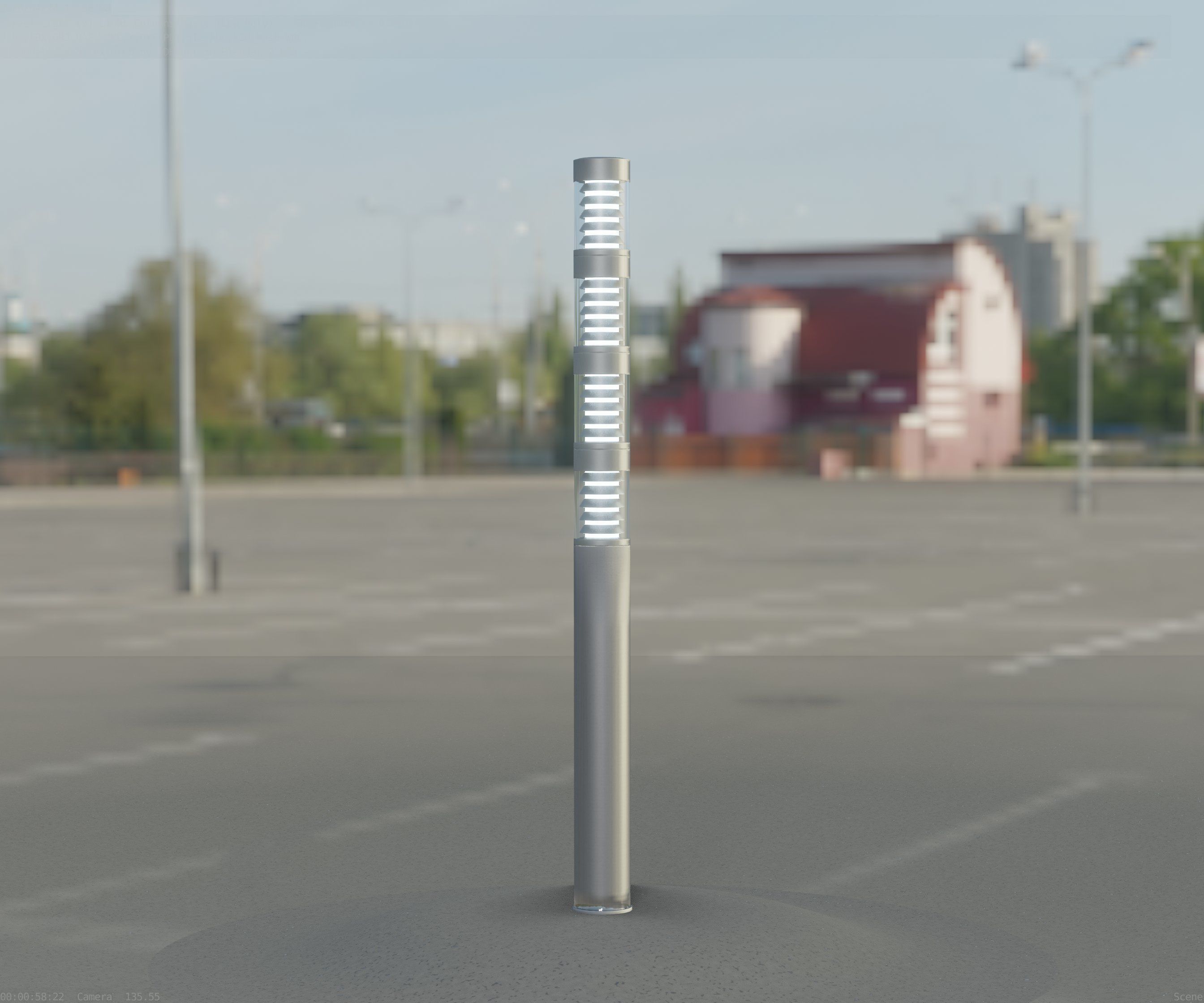 Low-Poly Basic Light Column 15 - Street Light Set-9 Low-poly 3D model_1