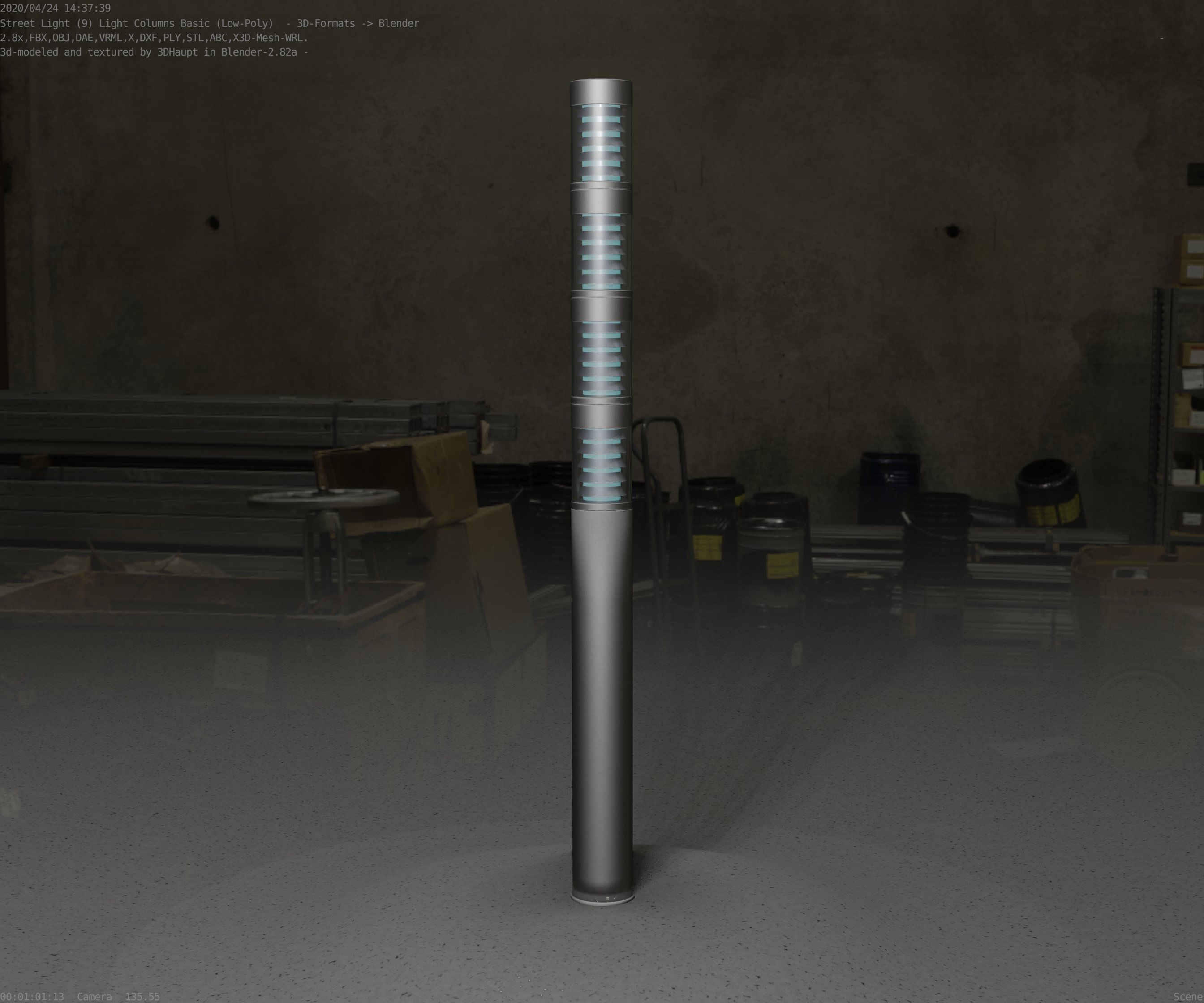 Low-Poly Basic Light Column 15 - Street Light Set-9 Low-poly 3D model_77