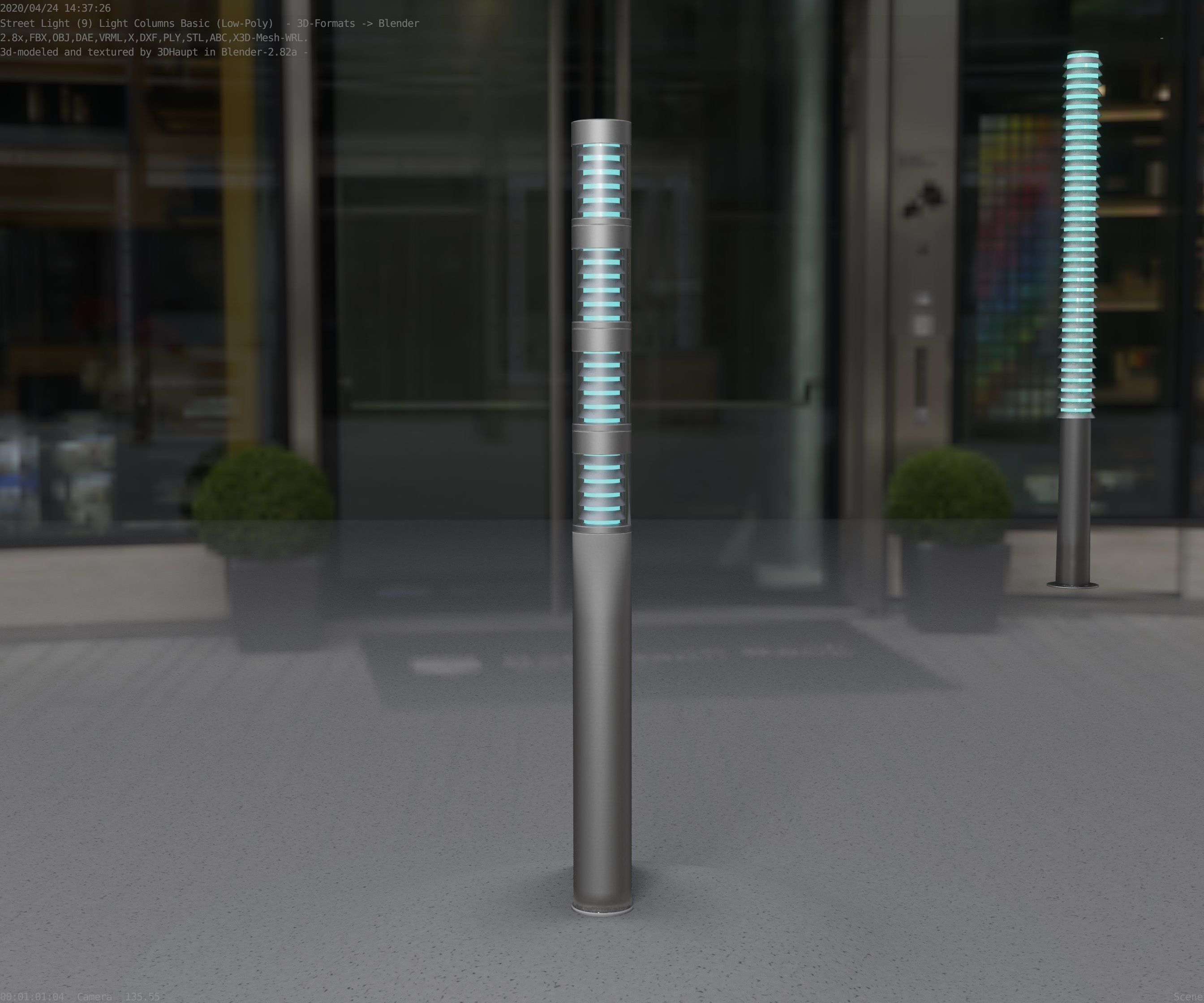 Low-Poly Basic Light Column 15 - Street Light Set-9 Low-poly 3D model_68