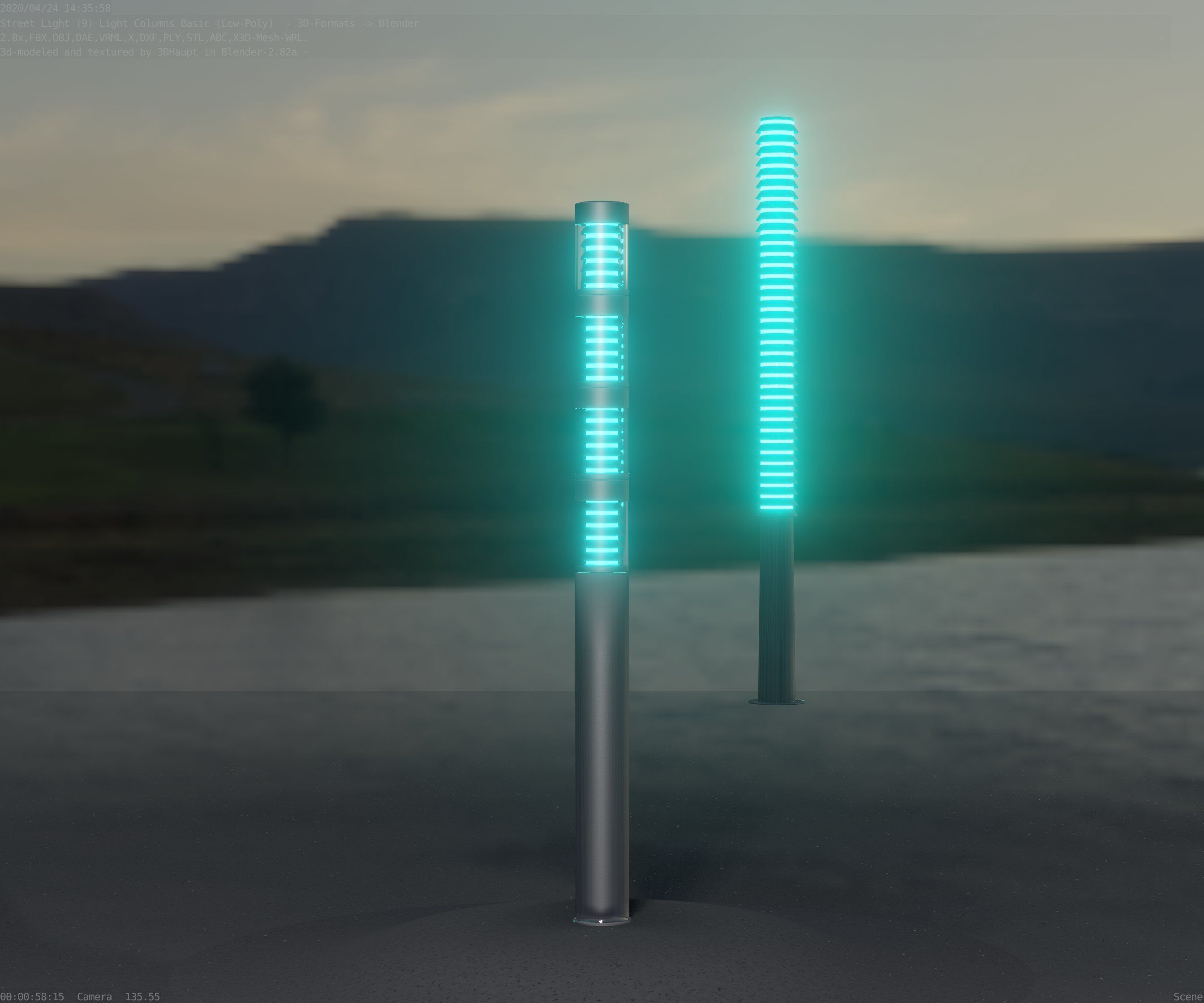 Low-Poly Basic Light Column 15 - Street Light Set-9 Low-poly 3D model_16