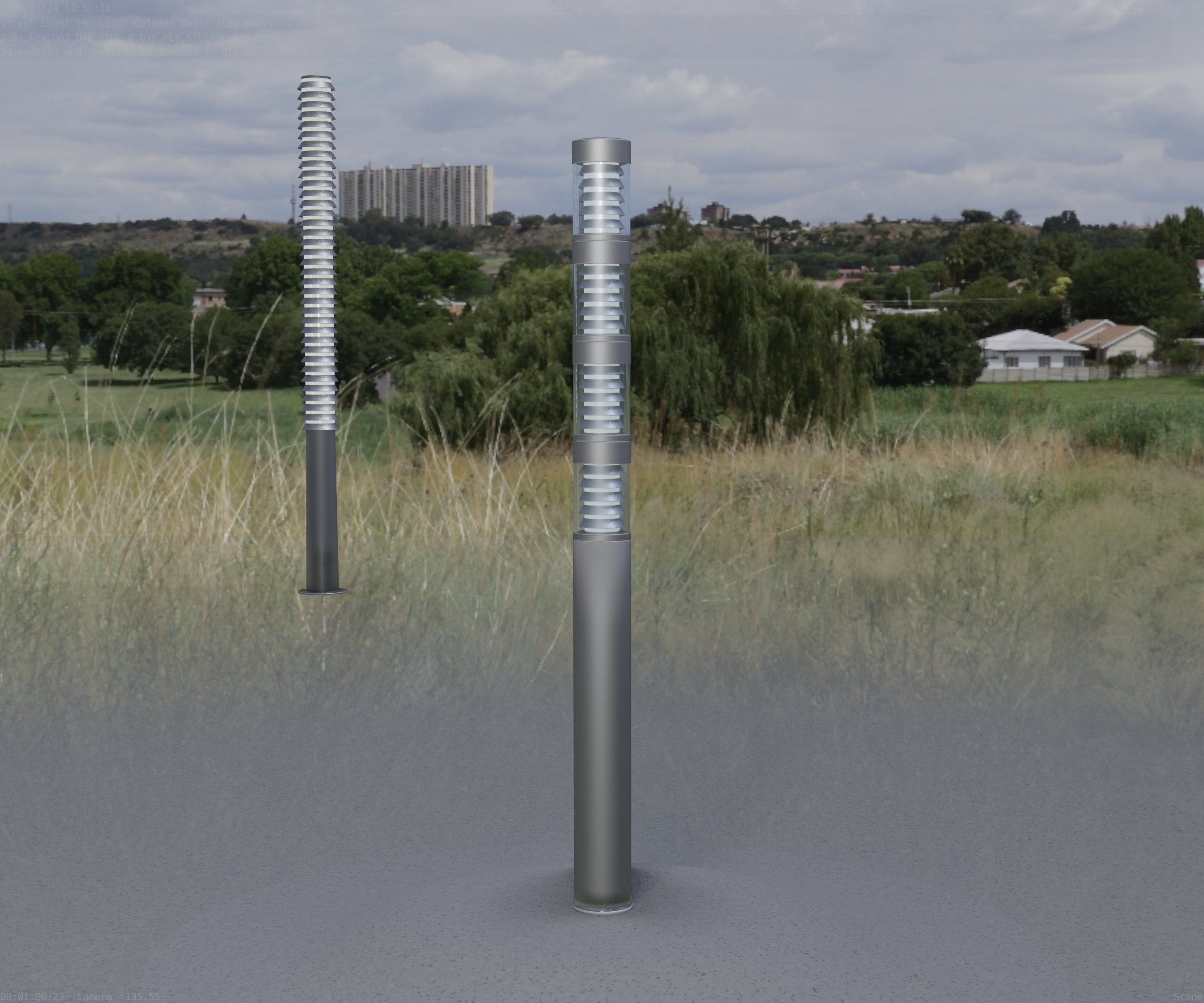 Low-Poly Basic Light Column 15 - Street Light Set-9 Low-poly 3D model_63