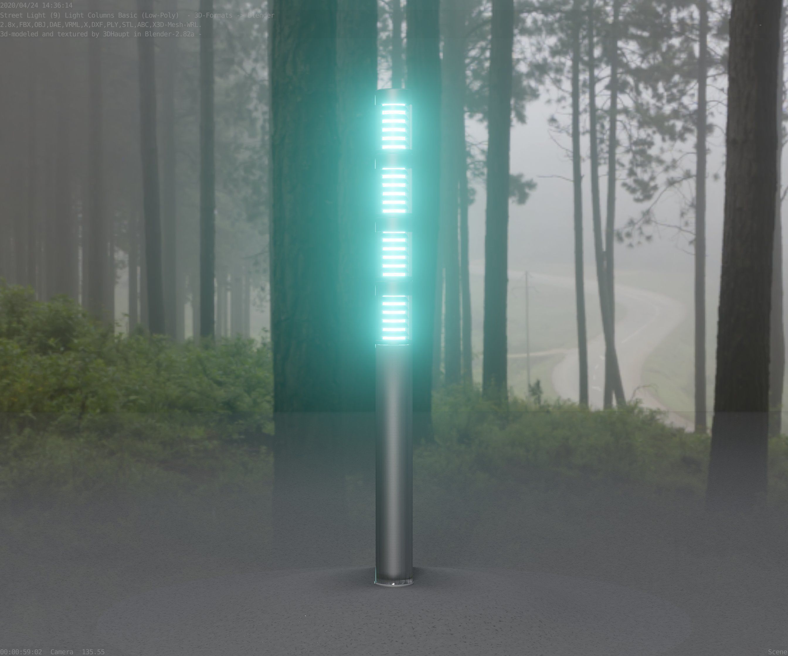 Low-Poly Basic Light Column 15 - Street Light Set-9 Low-poly 3D model_6