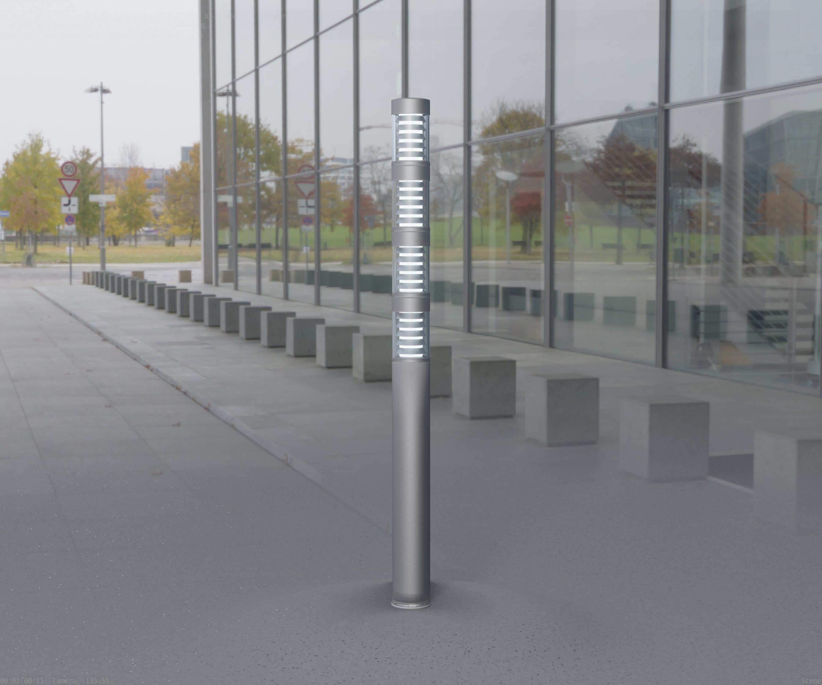 Low-Poly Basic Light Column 15 - Street Light Set-9 Low-poly 3D model_51