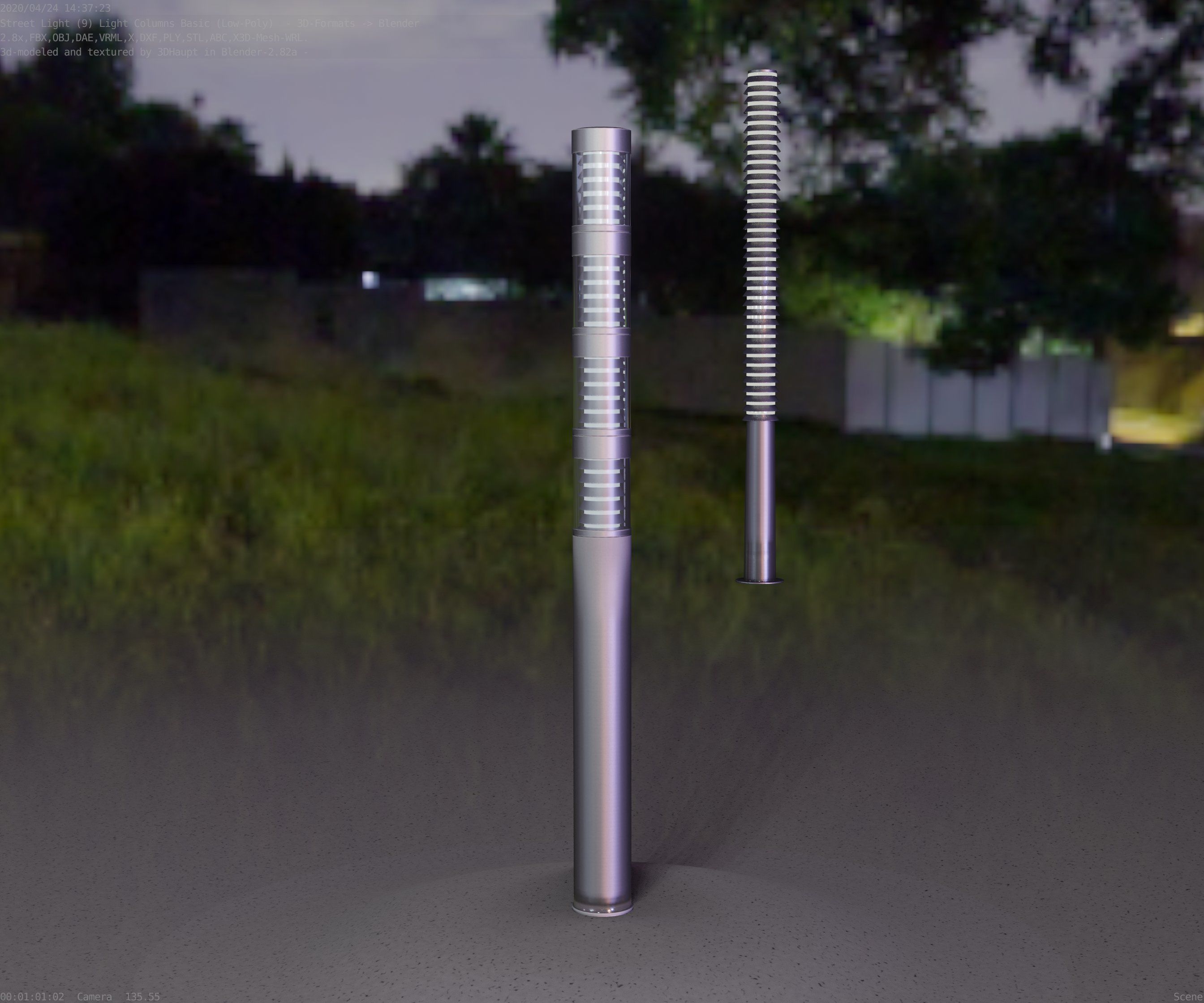 Low-Poly Basic Light Column 15 - Street Light Set-9 Low-poly 3D model_66