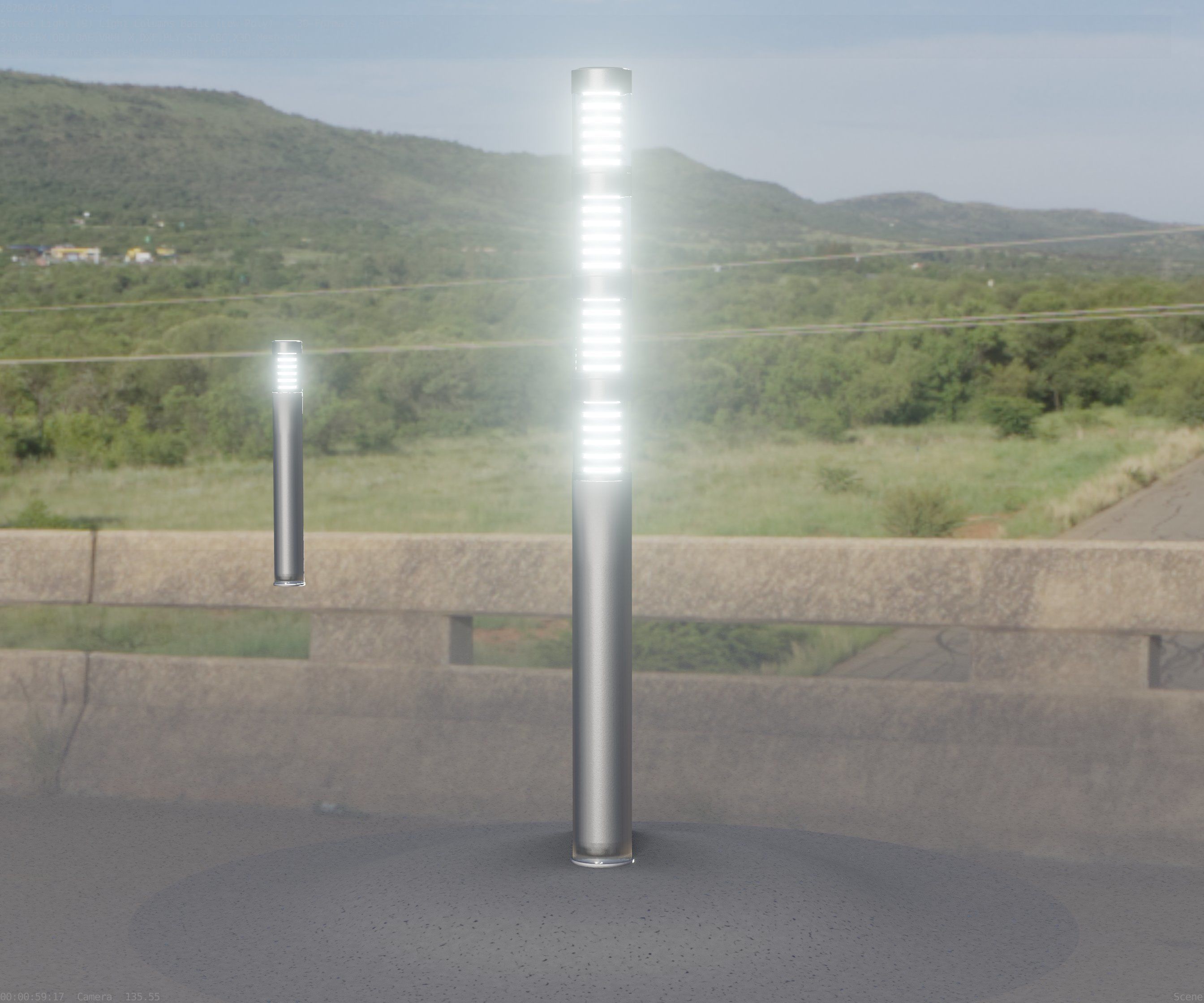Low-Poly Basic Light Column 15 - Street Light Set-9 Low-poly 3D model_33