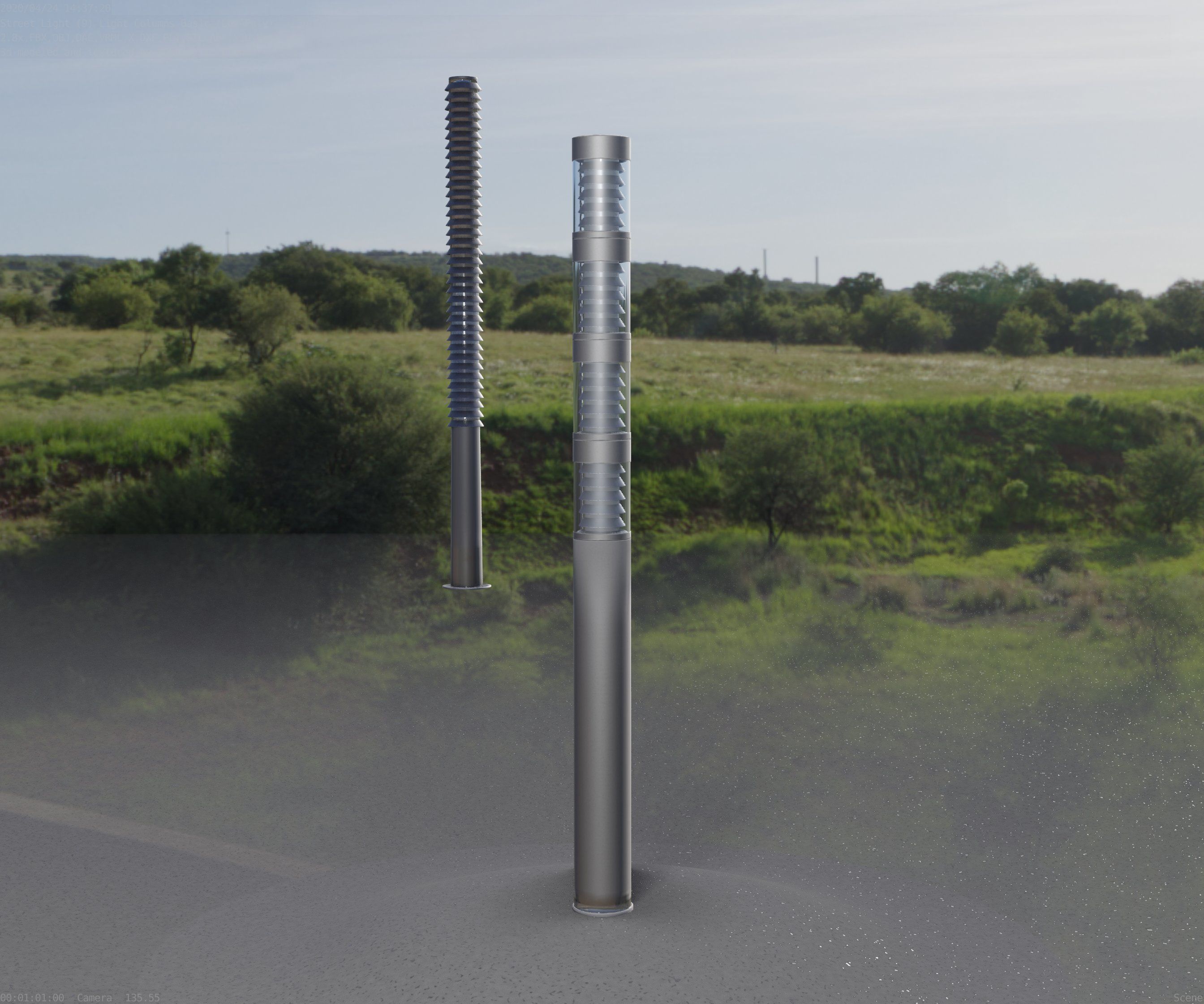 Low-Poly Basic Light Column 15 - Street Light Set-9 Low-poly 3D model_64