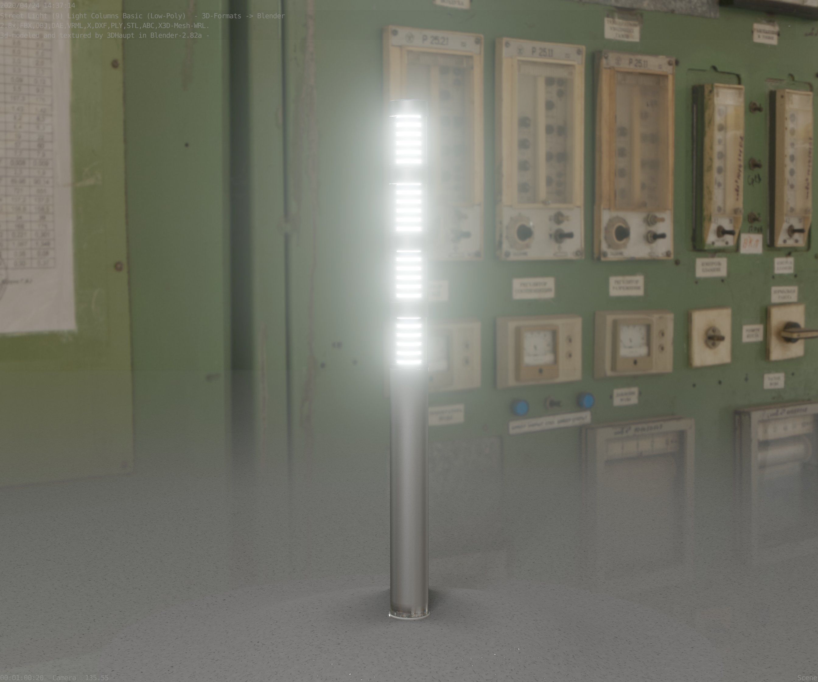 Low-Poly Basic Light Column 15 - Street Light Set-9 Low-poly 3D model_60