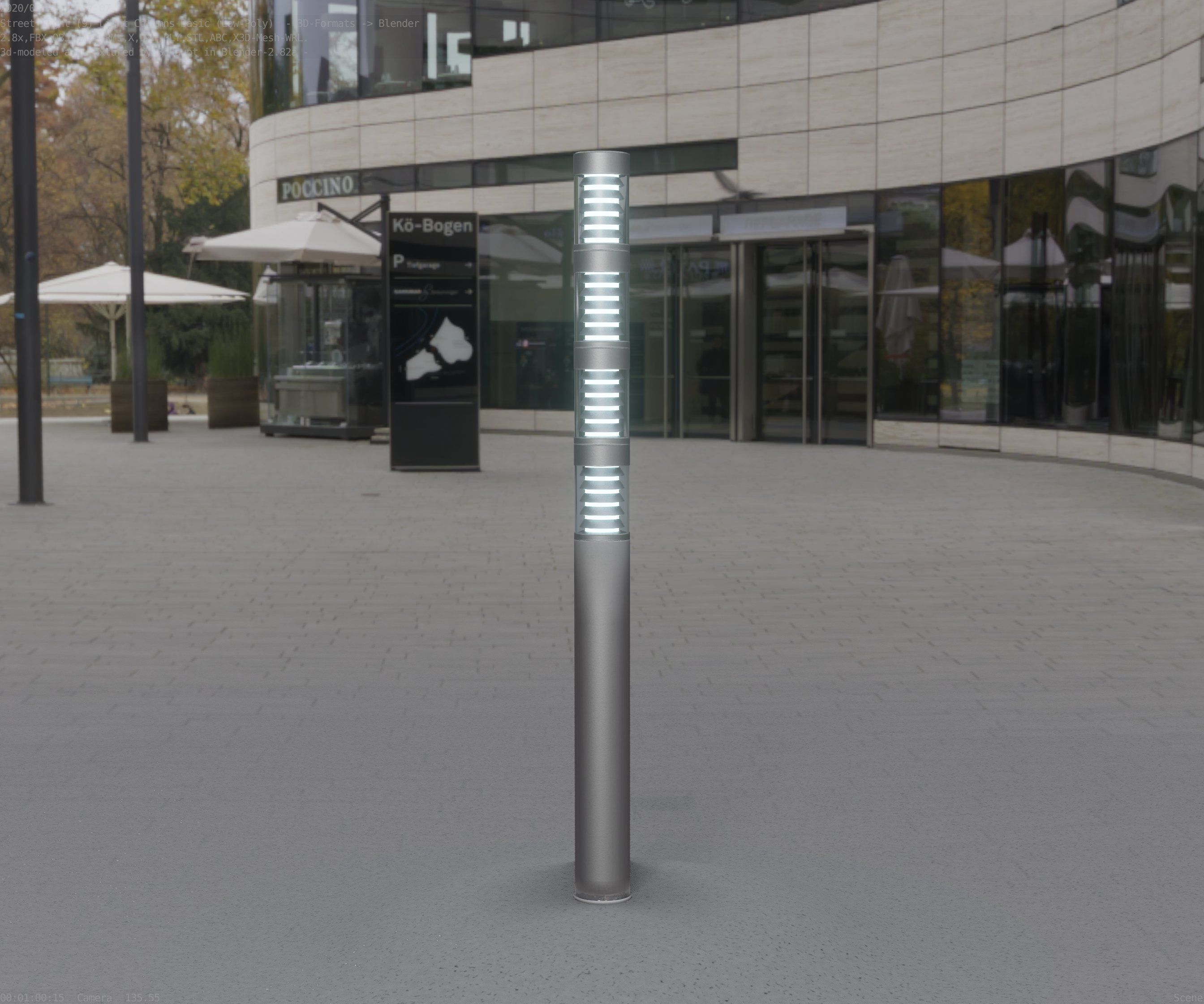 Low-Poly Basic Light Column 15 - Street Light Set-9 Low-poly 3D model_55